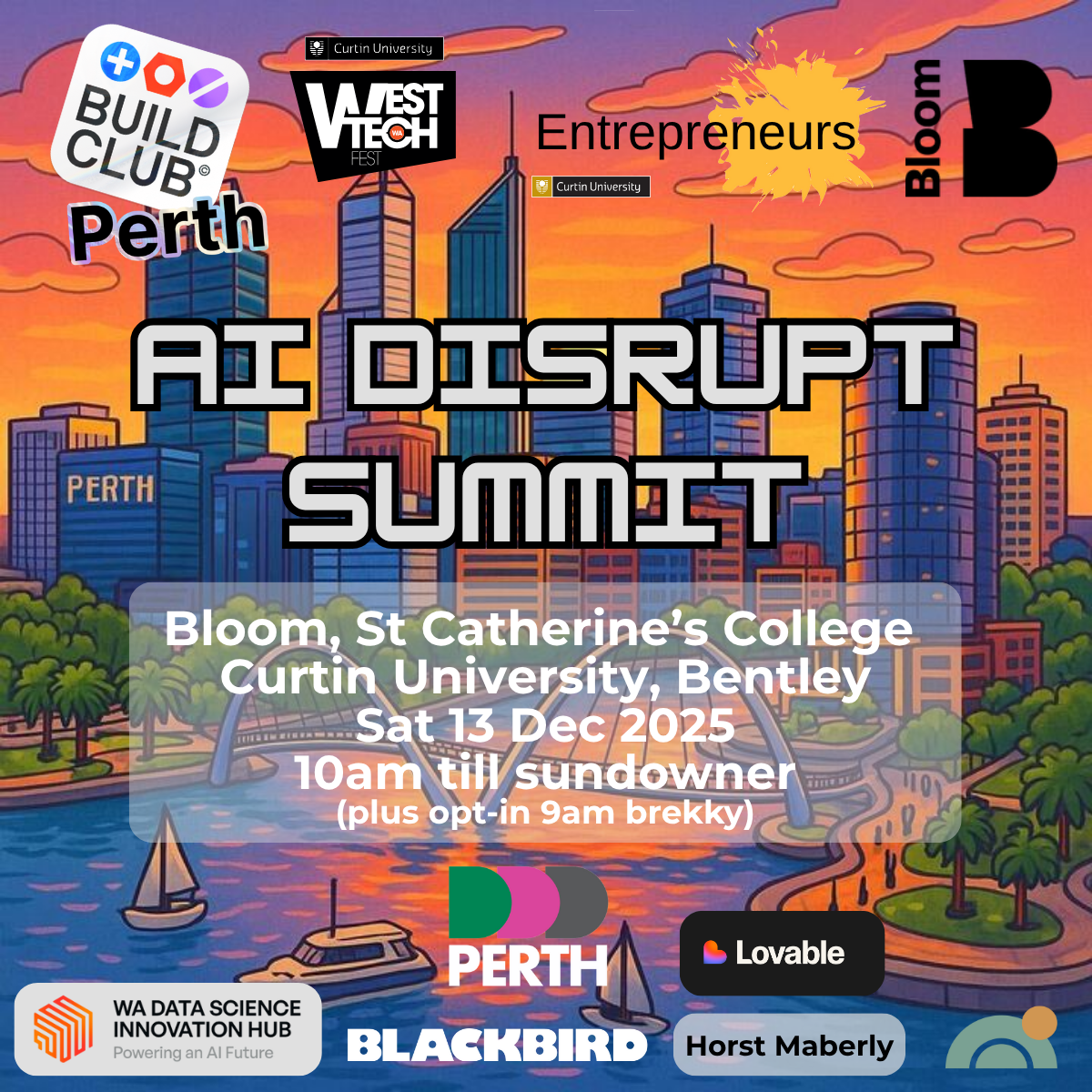 AI Disrupt Summit | Build Club Perth x Bloom x Curtin Entrepreneurs