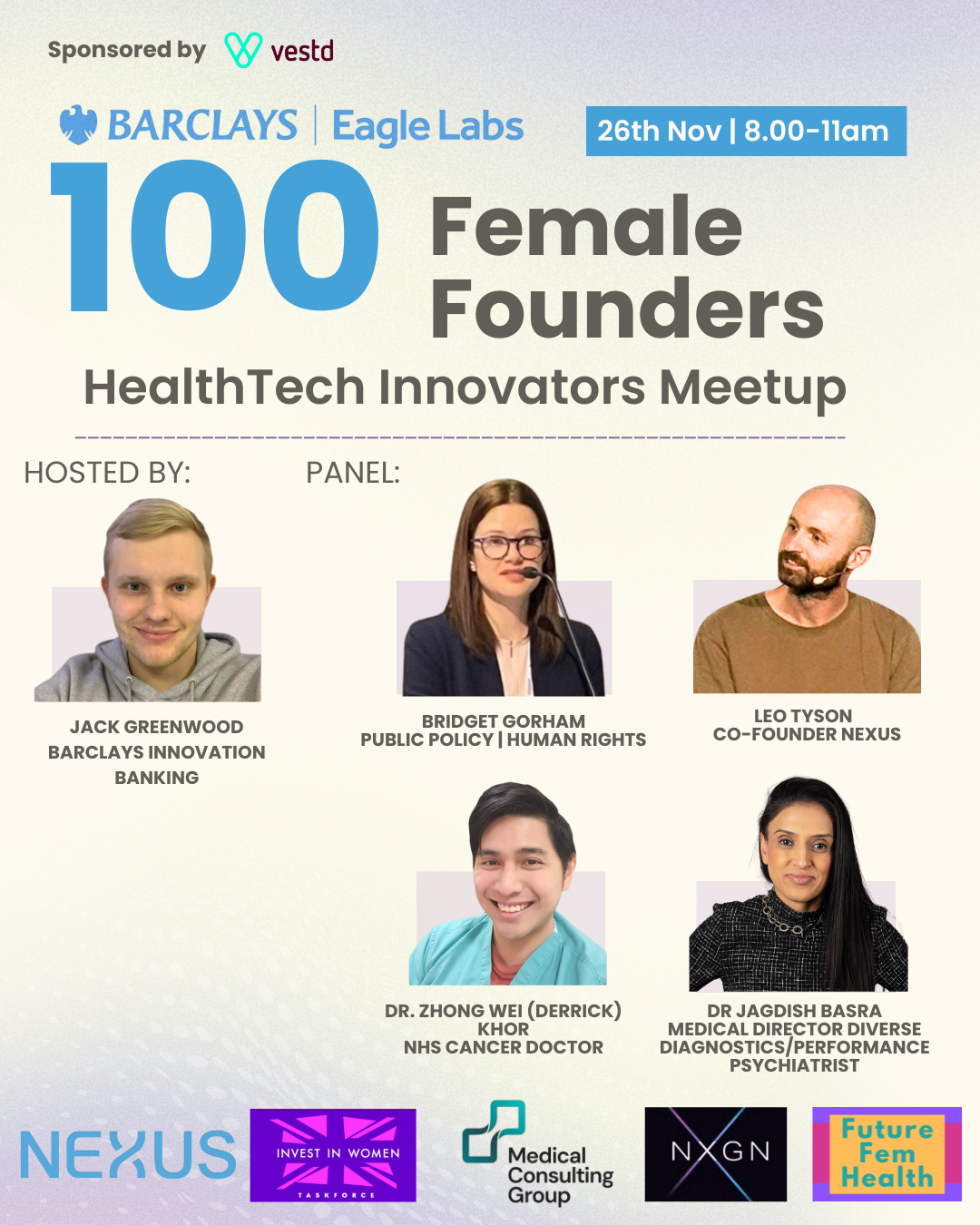 Glasgow - 100 Female Founders : HealthTech Innovators Meetup at Barclays