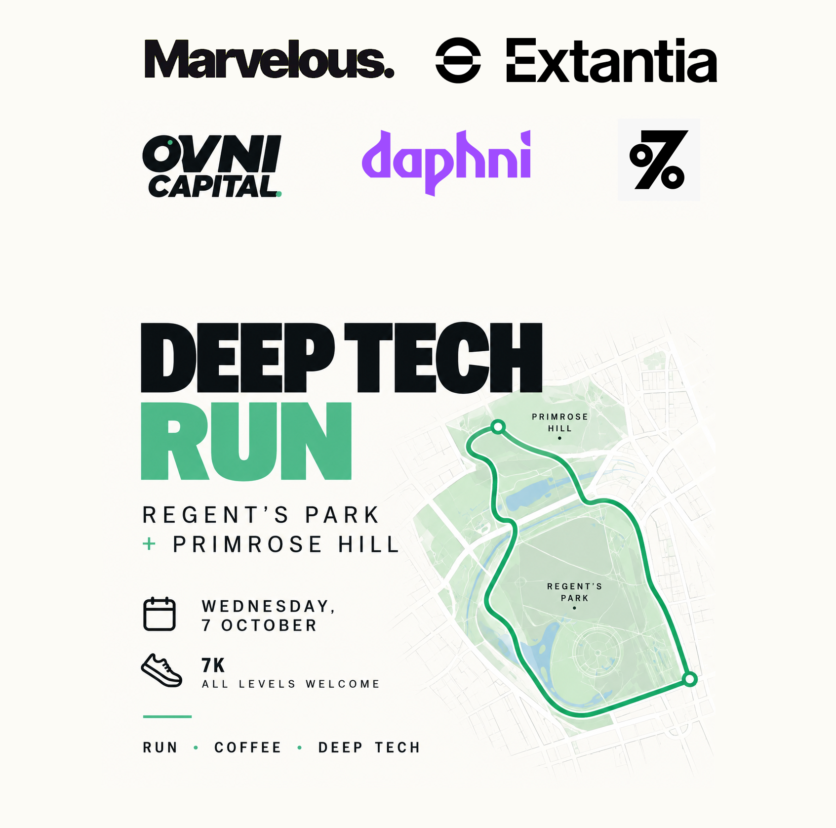 London Deep Tech Run @Regent's park + Hot Croissants.