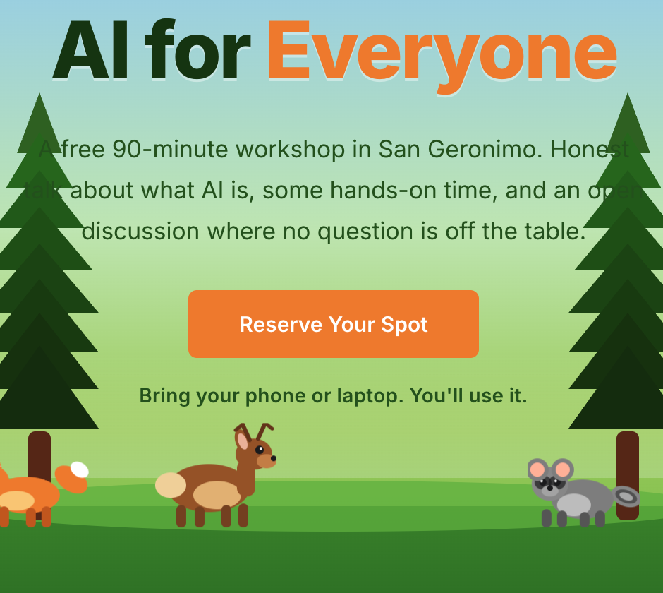 Cover art for #AI For Everyone Workshop at San Geronimo Valley Community Center — San Geronimo Valley Community Center