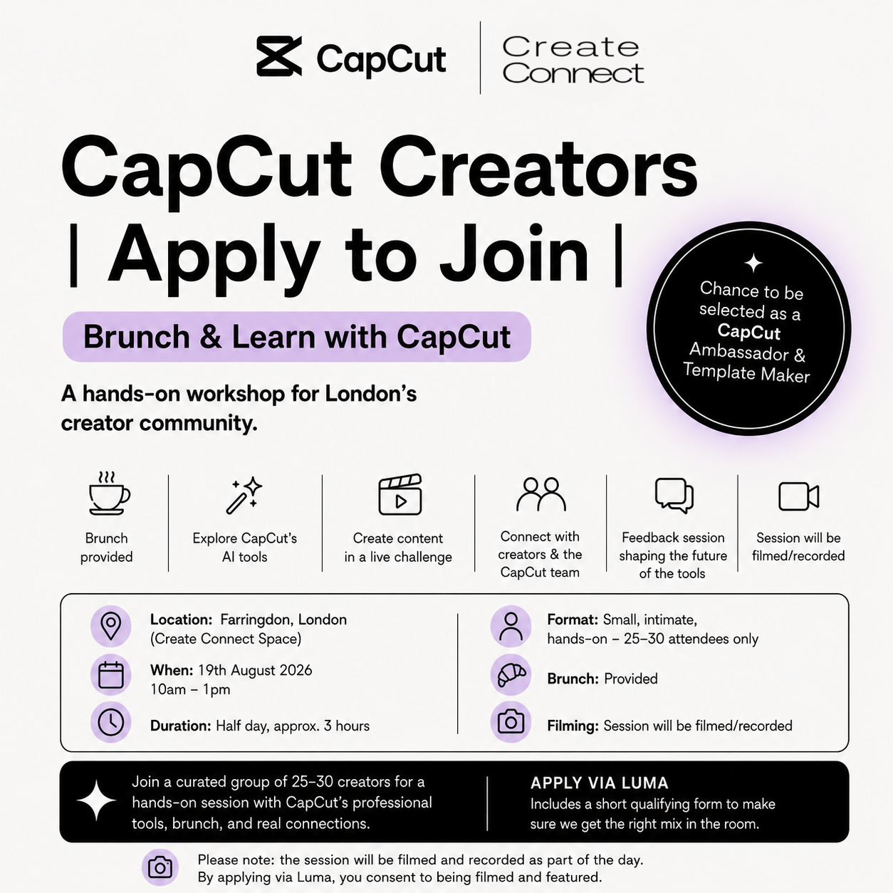 CapCut Creators | Apply to Join | Brunch & Learn with CapCut