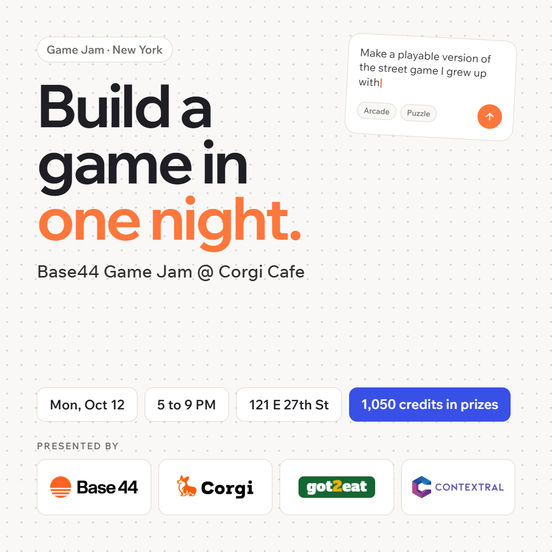 Base44 Game Jam @ Corgi Cafe