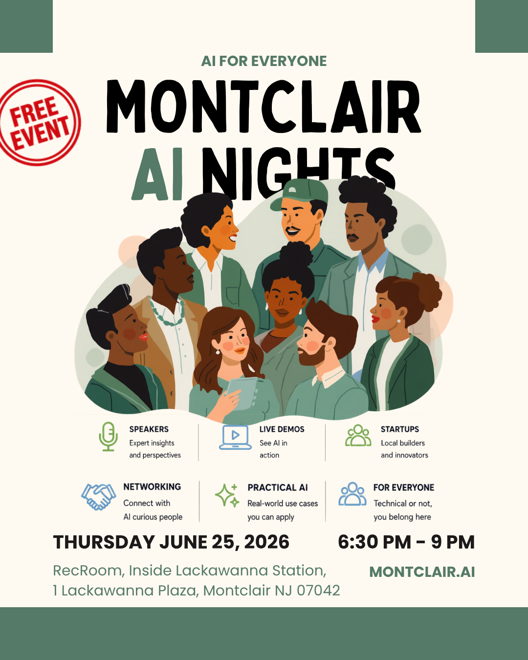 Cover art for #Montclair AI Nights — AI for Everyone — RecRoom
