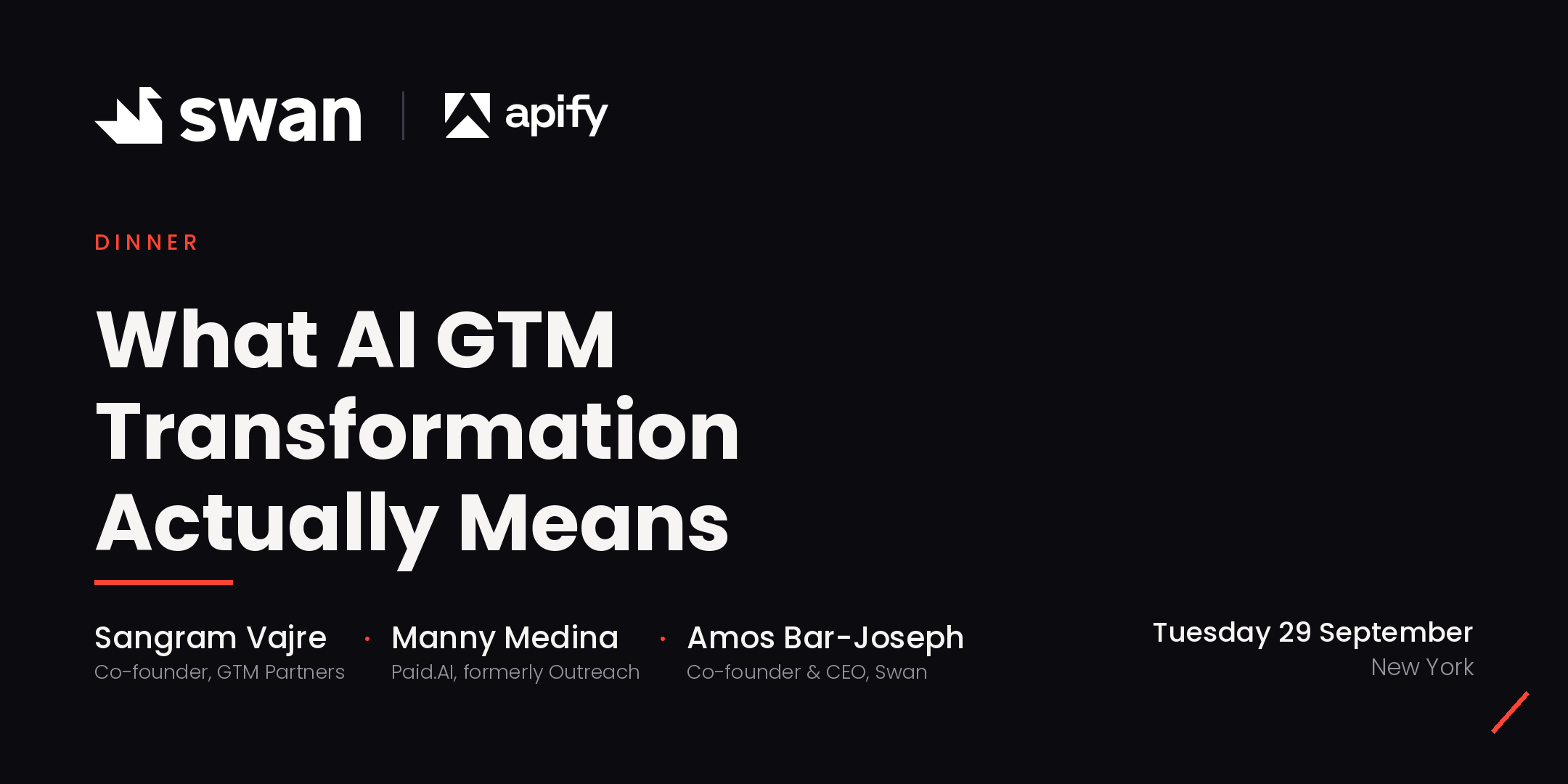 Swan en Apify AI GTM Transformatie Diner
