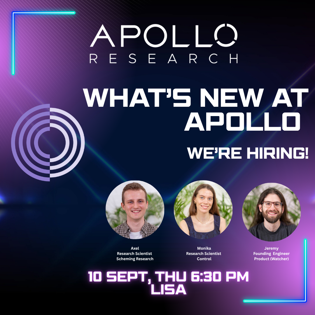 Quoi de neuf chez Apollo Research (Nous recrutons !)