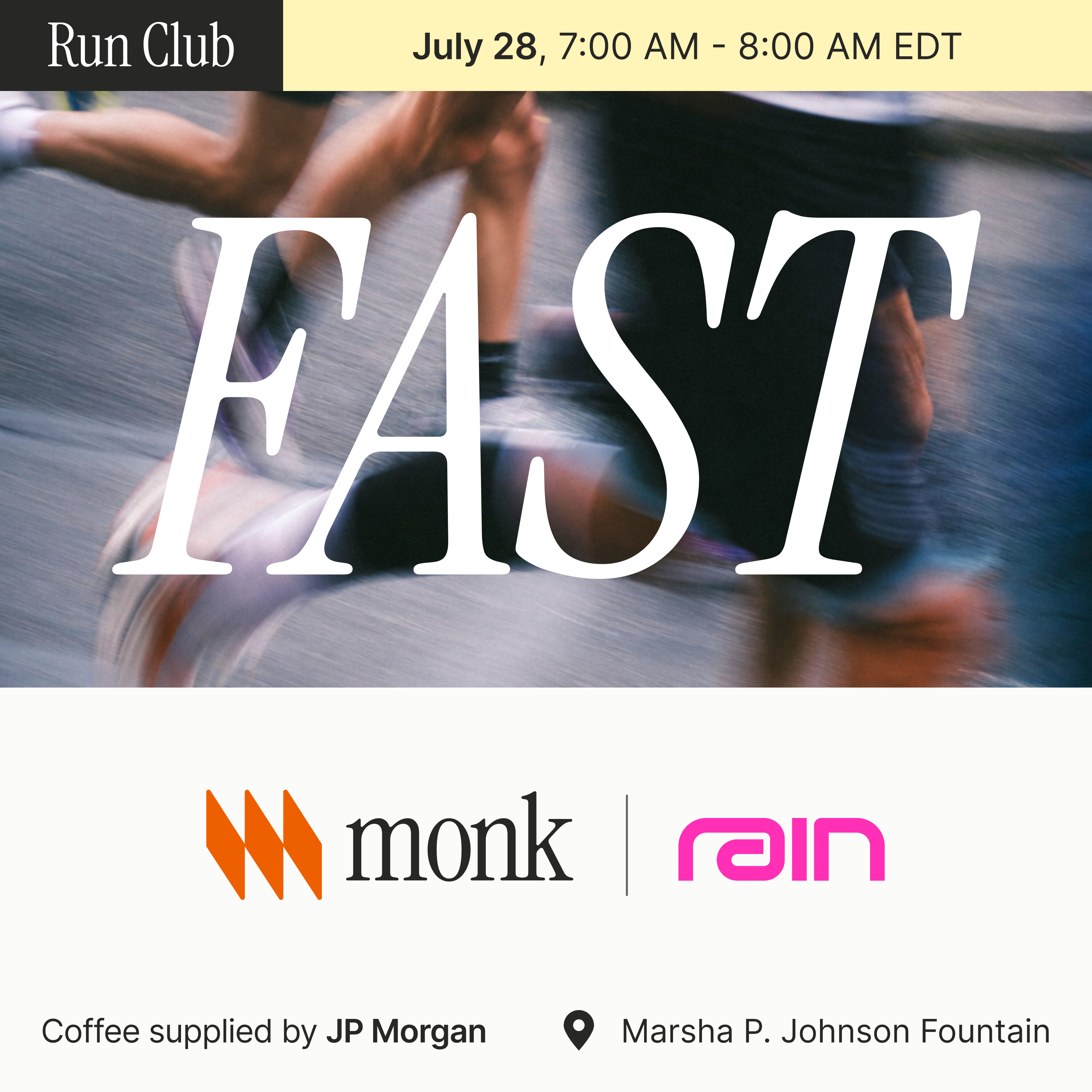 Fintech Run Club ft. Rain and Monk + Coffee on JP Morgan