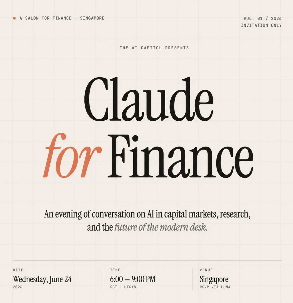 Cover art for #Claude for Finance — Singapore