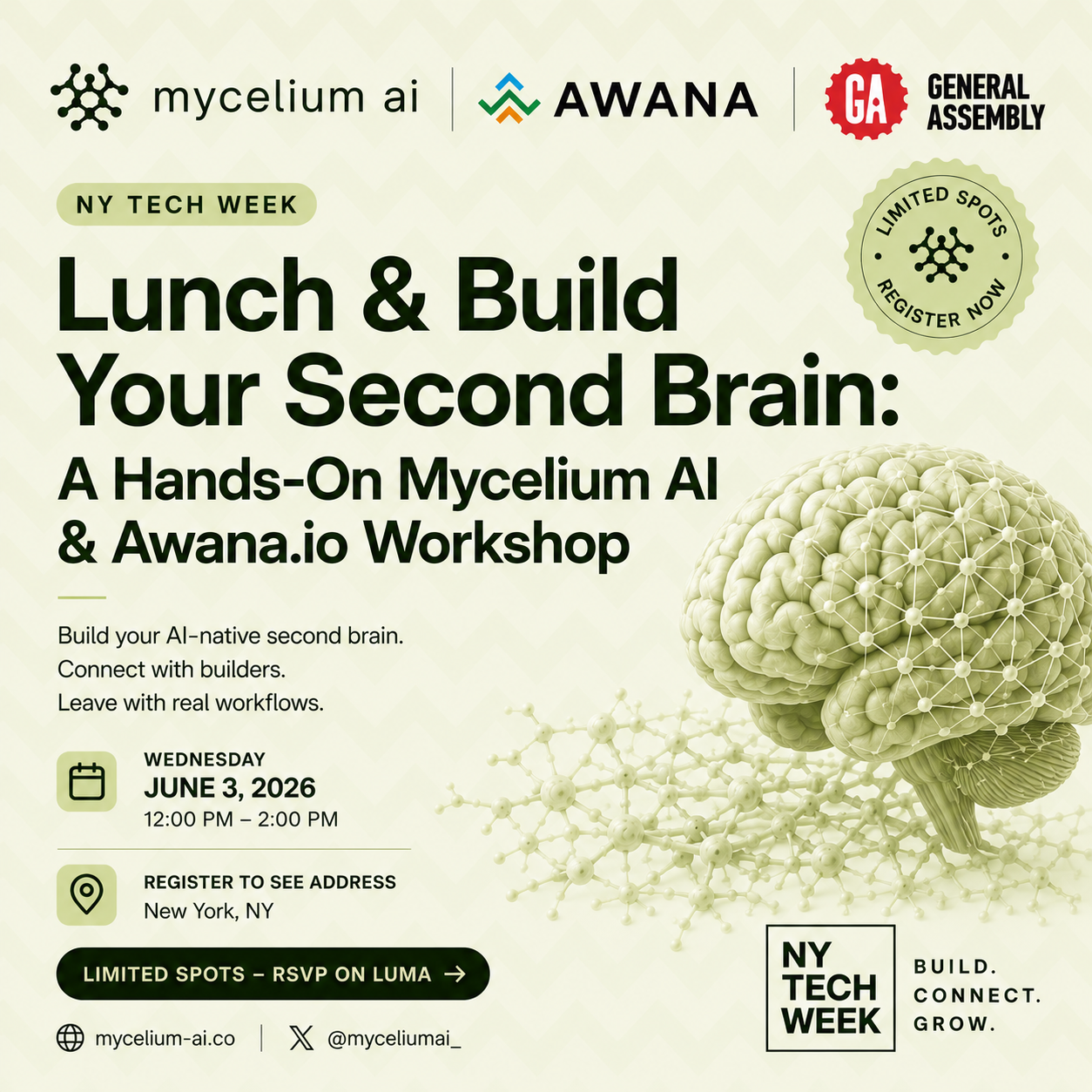 Cover art for #Lunch & Build Your Second Brain: A Hands-On Mycelium AI & Awana.io Workshop #NYTW — New York, NY
