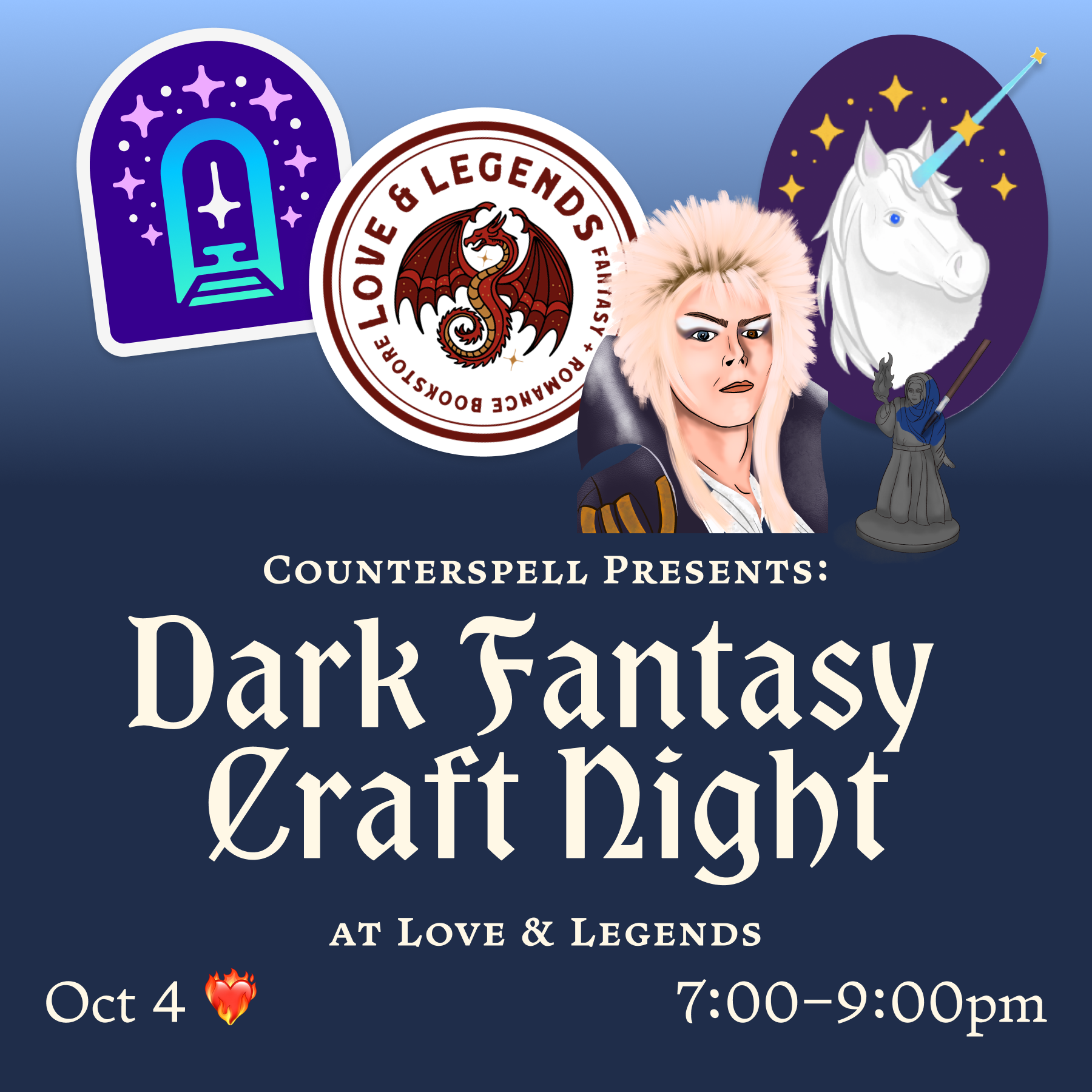 💫 Dark Fantasy Craft Night: Counterspell pop-up at Love & Legends Books