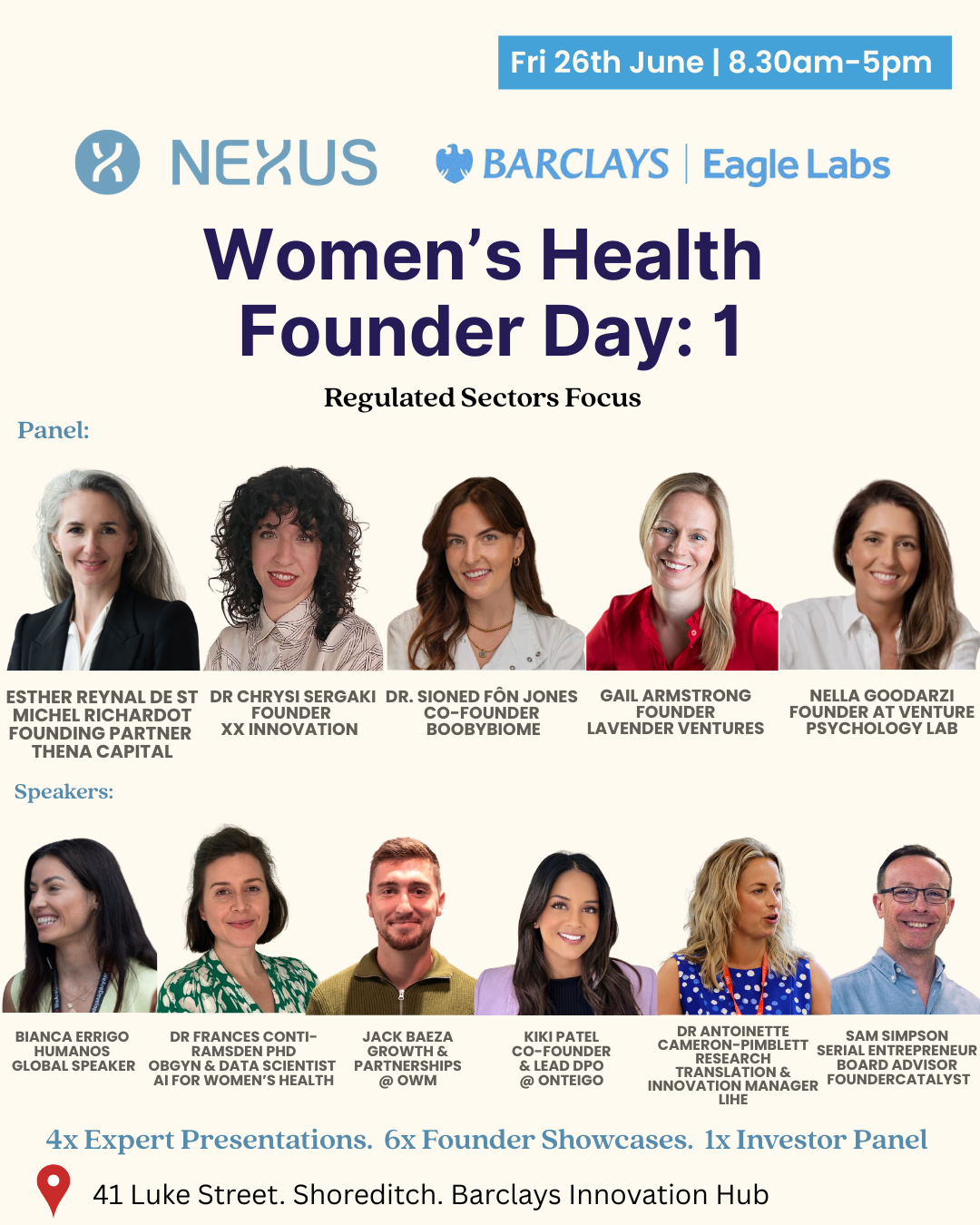 Women's Health Founders Day 1. The Nexus Collective Kick Off Day for Med/HealthTech, Hardware.