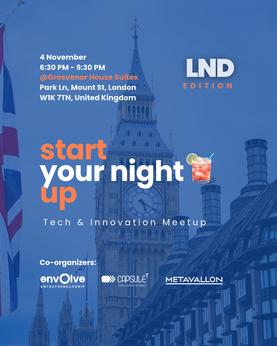 START your night UP | Founders in Tech & Innovation Meet Up by Envolve Entrepreneurship x CapsuleT Accelerator x Metavallon VC