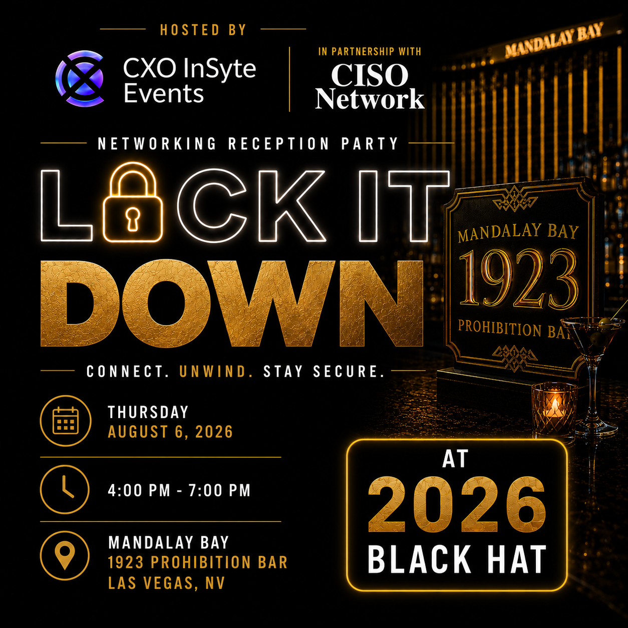 2026 Black Hat "LOCK IT DOWN" Networking Reception Party @ 1923 Prohibition Bar