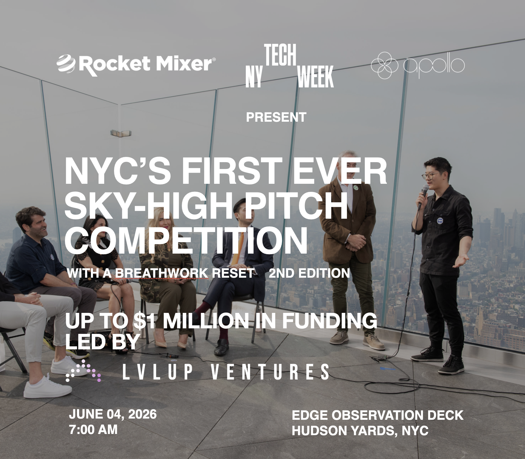 Cover art for #NYC’S FIRST EVER SKY-HIGH PITCH COMPETITION with Breathwork reset #NYTechWeek — Edge NYC
