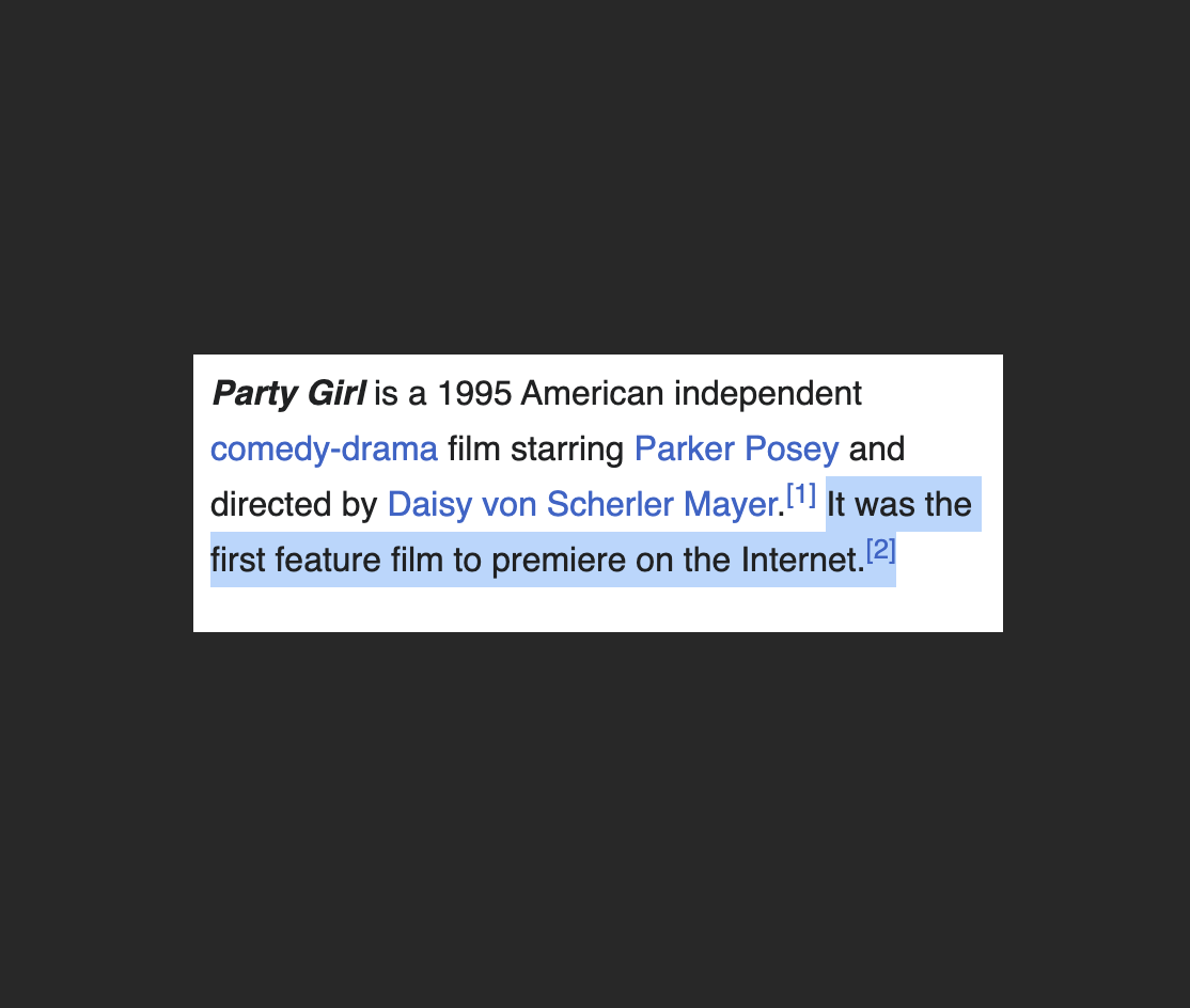 Cover art for #🎞️ The First Movie to Stream Online: 'Party Girl' Screening (1995) — 2751 21st St