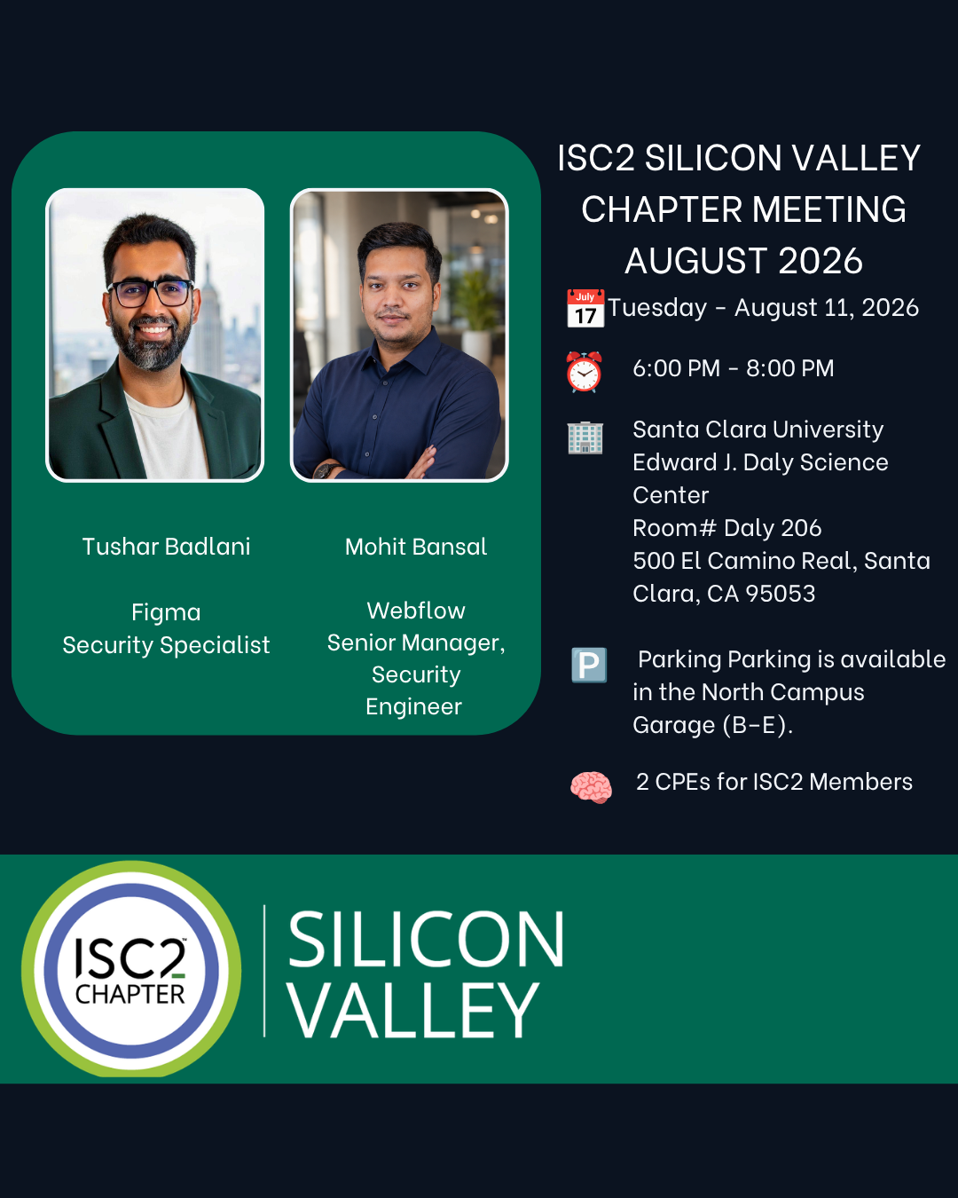 ISC2 Silicon Valley - August 2026 Chapter Meeting