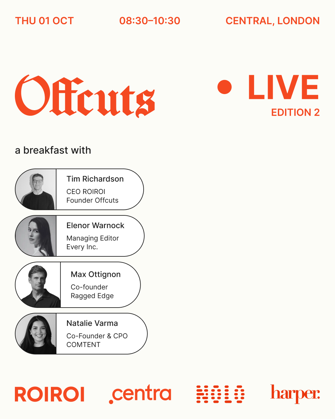 Offcuts Live - ein Frühstück mit Tim Richardson, Eleanor Warnock, Max Ottignon & Natalie Varma
