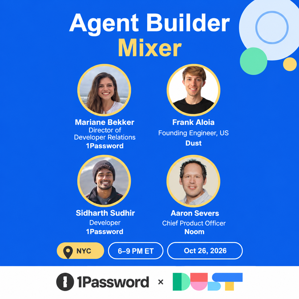 Agent Builder Mixer w/ 1Password x Dust