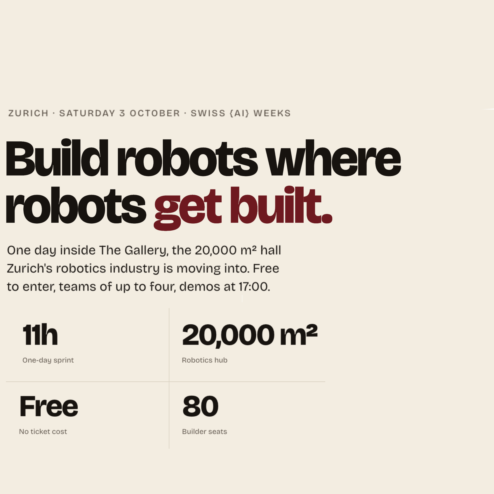 Hackathon sur la robotique et l'IA, The Gallery Zurich