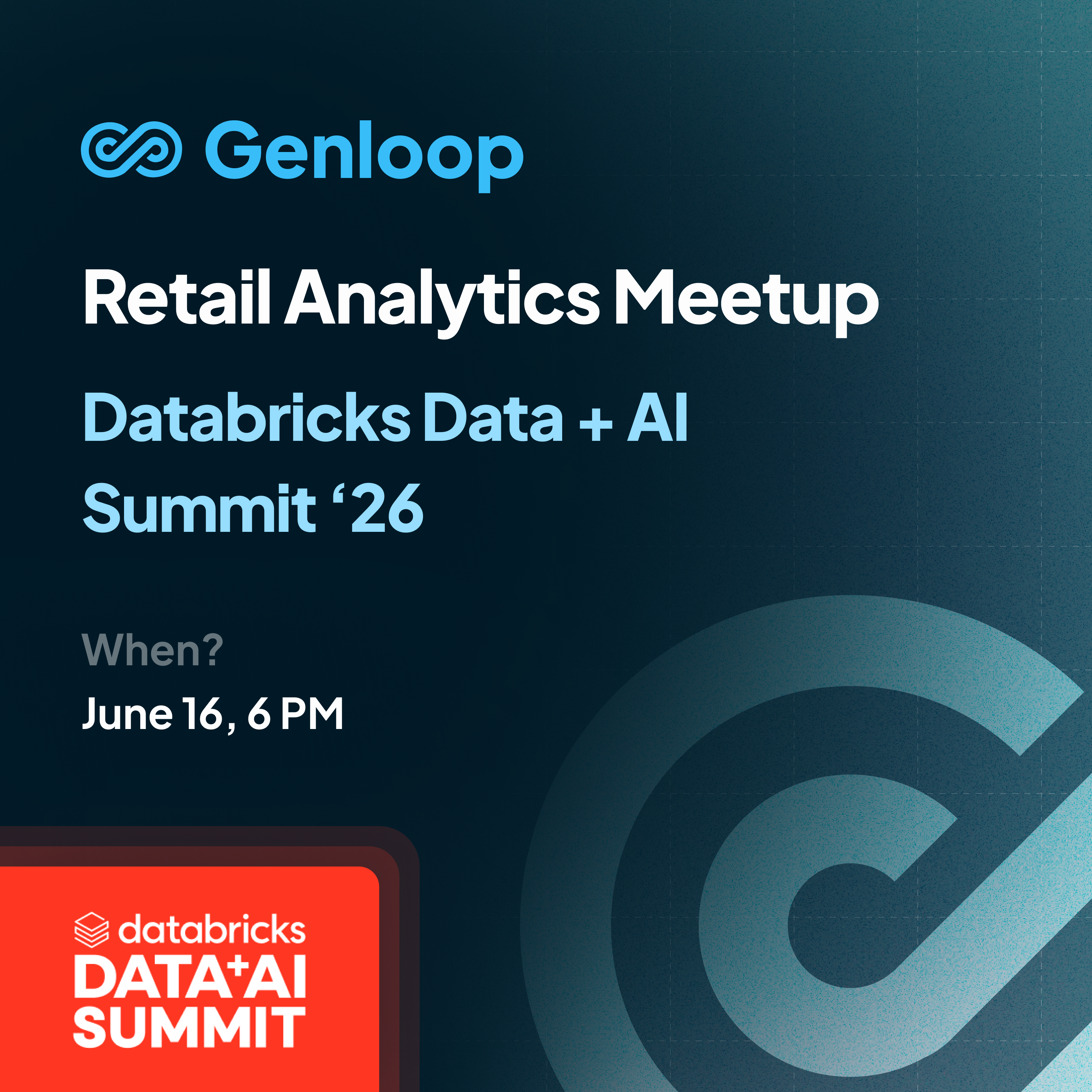 Cover art for #Genloop Retail Analytics Meetup @ Databricks Summit — San Francisco, CA