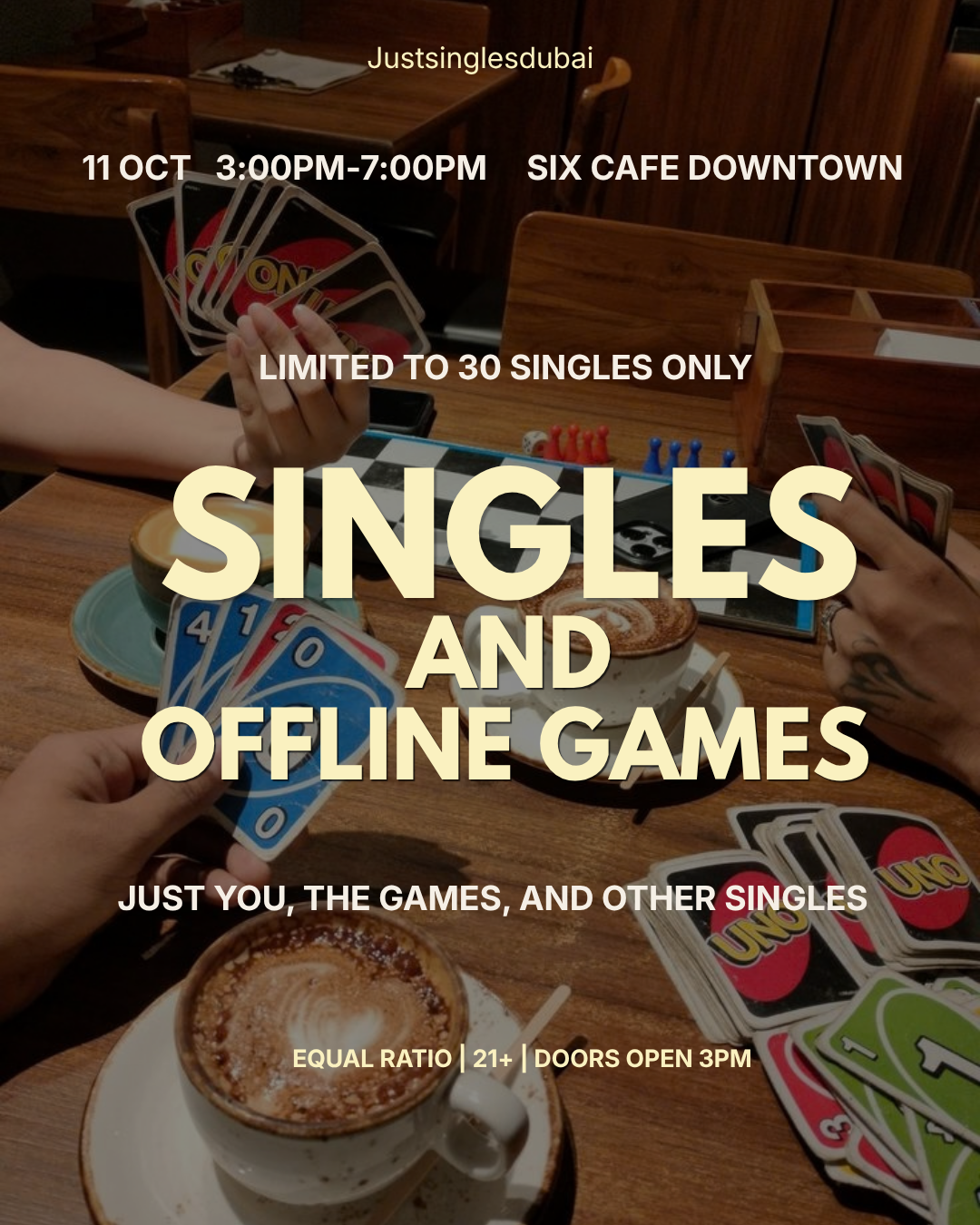 SINGLES GAMES AFTERNOON 🎲 | SIX BOARD GAME CAFE | AGE 21+ — Just Singles Dubai event