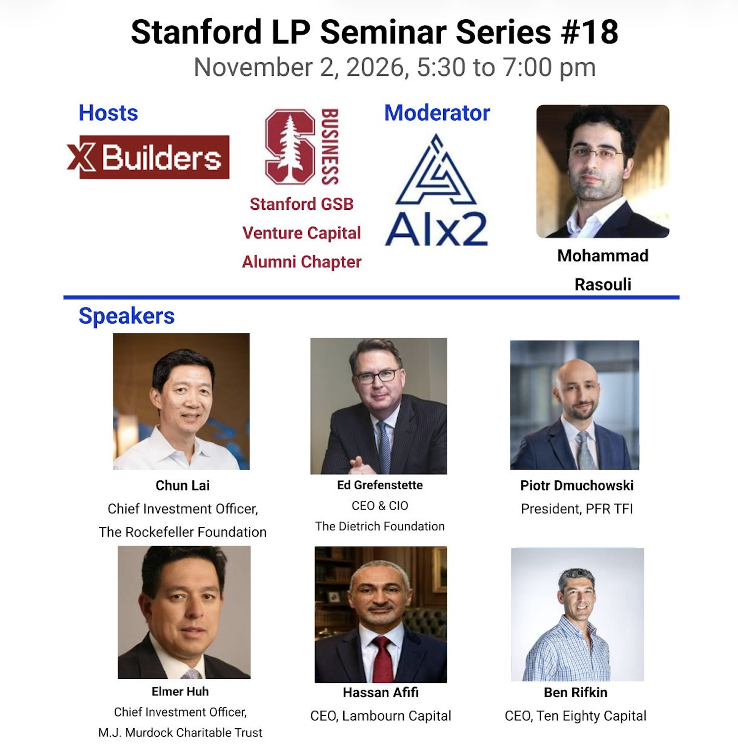 Stanford LP Seminar Series #18 (Rockefeller; Murdock Trust; Dietrich; PFR TFI; Lambourn Capital; Ten Eighty Capital)