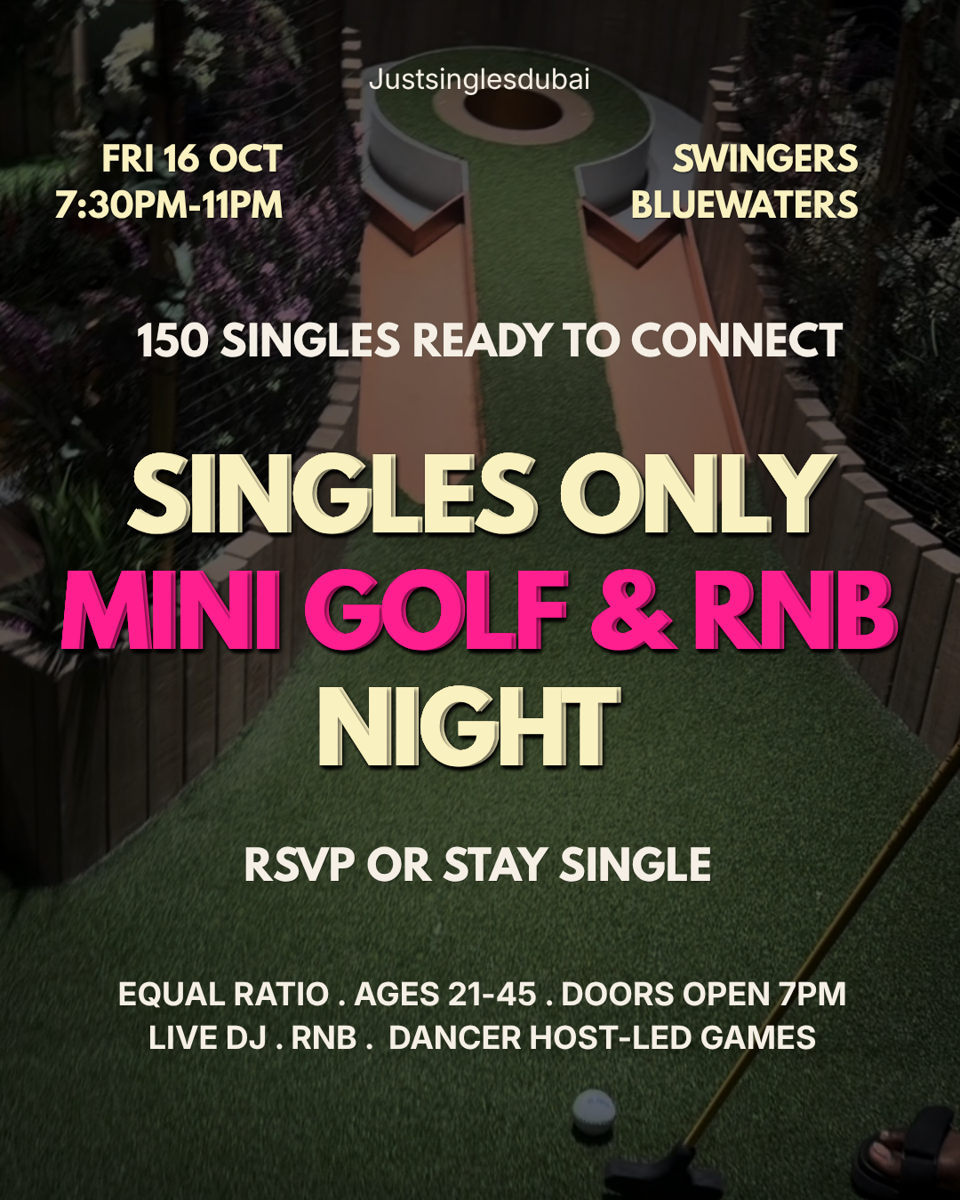 MINI GOLF | SWINGERS BLUEWATERS — Just Singles Dubai event