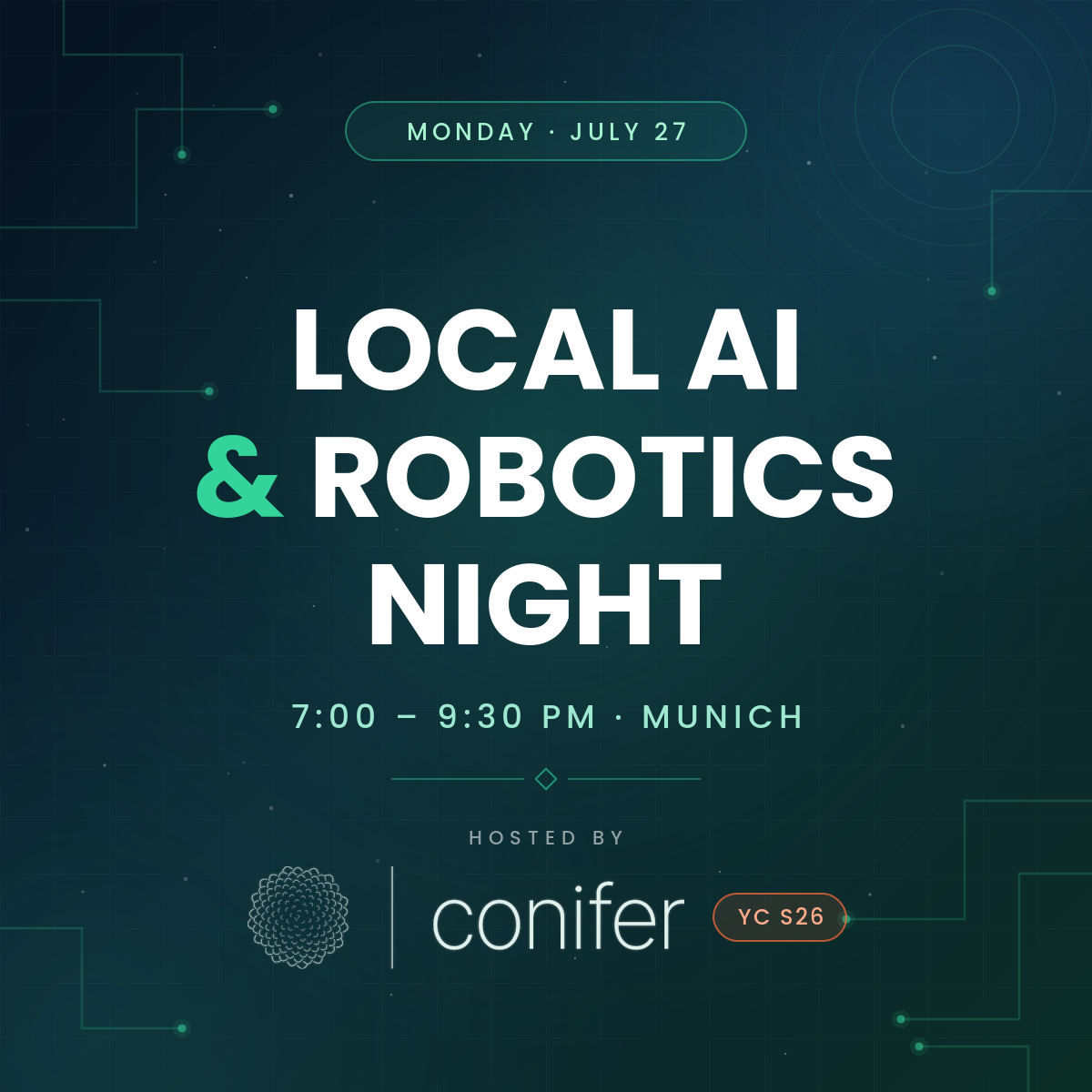 Noche de IA y Robótica Local | por Conifer (YC S26)