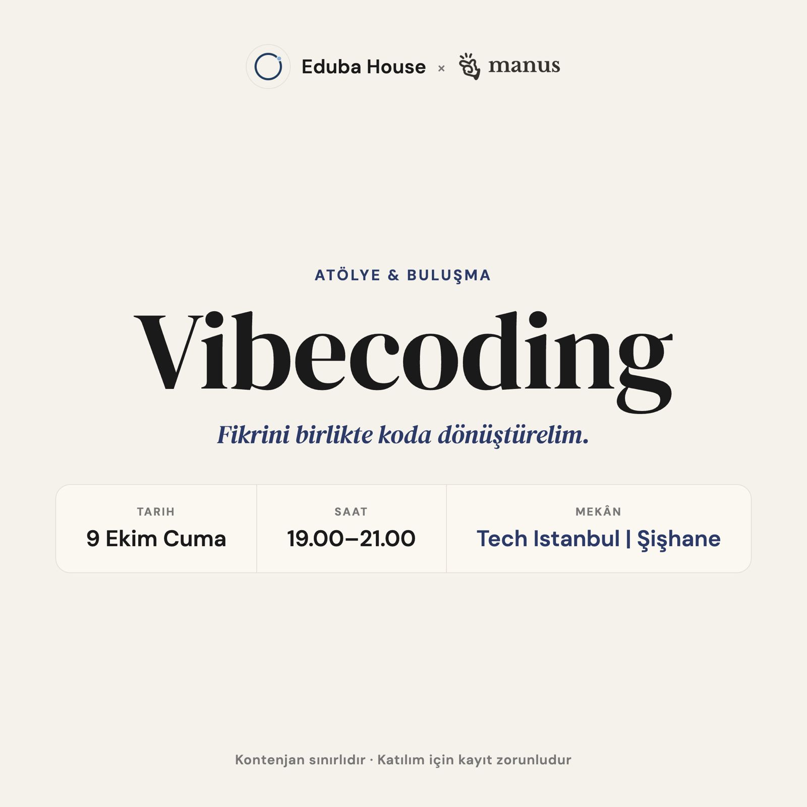 Manus x Eduba House Vibecoding