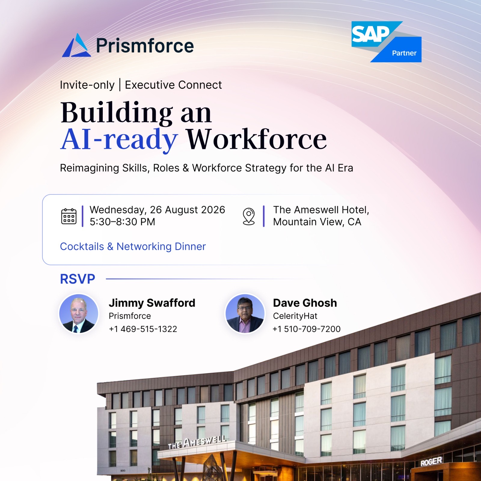 SAP x Prismforce Executive Connect : Construire une main-d'œuvre prête pour l'IA – Dîner cocktails & réseautage