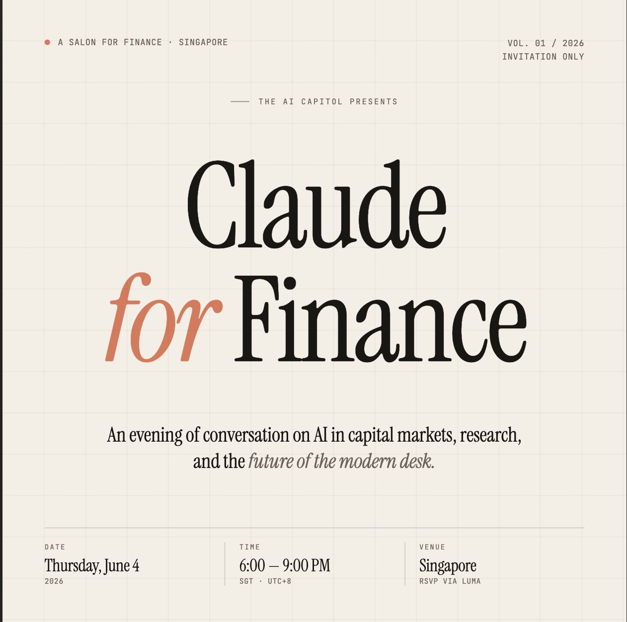 Cover art for #Claude for Finance — Singapore
