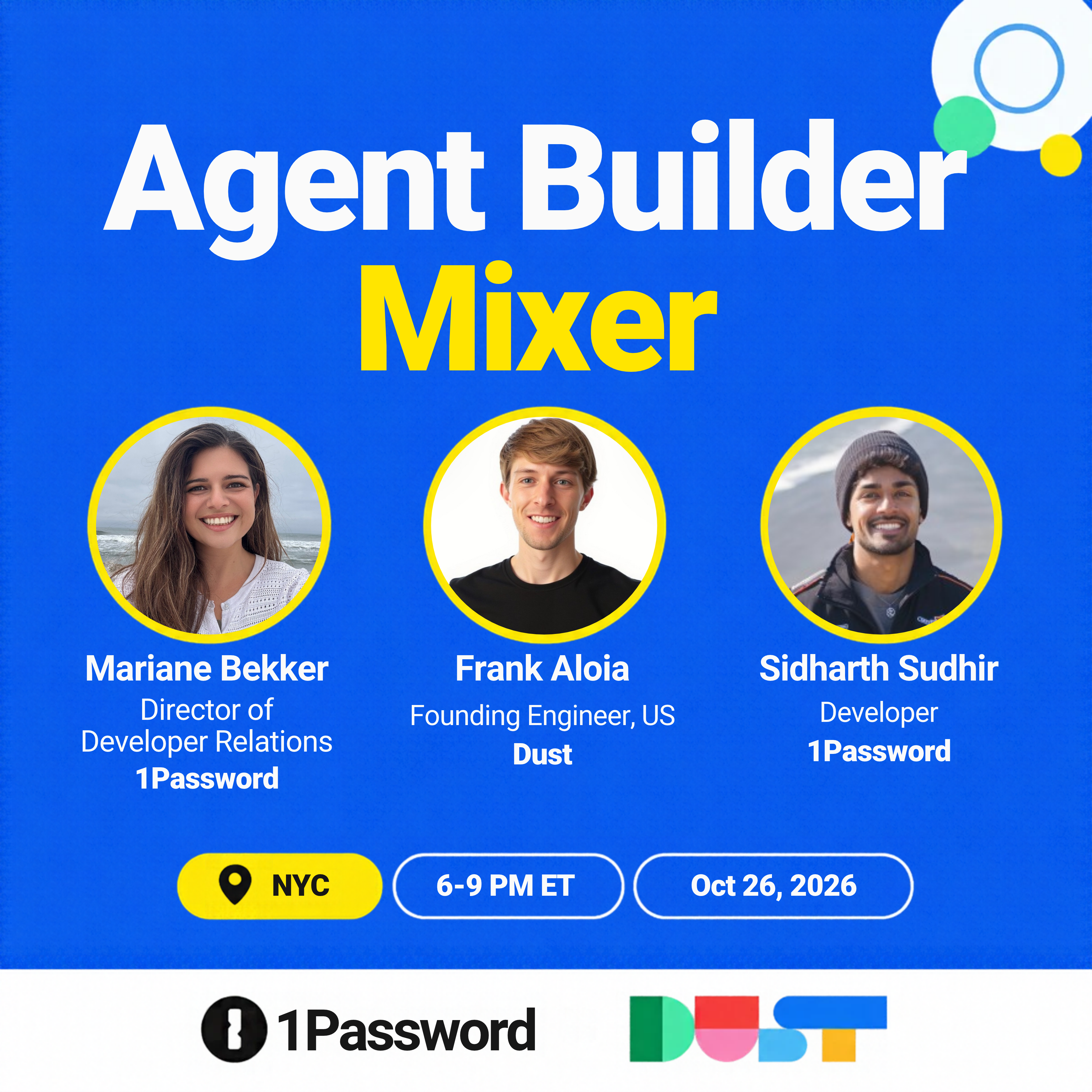 Agent Builder Mixer w/ 1Password x Dust
