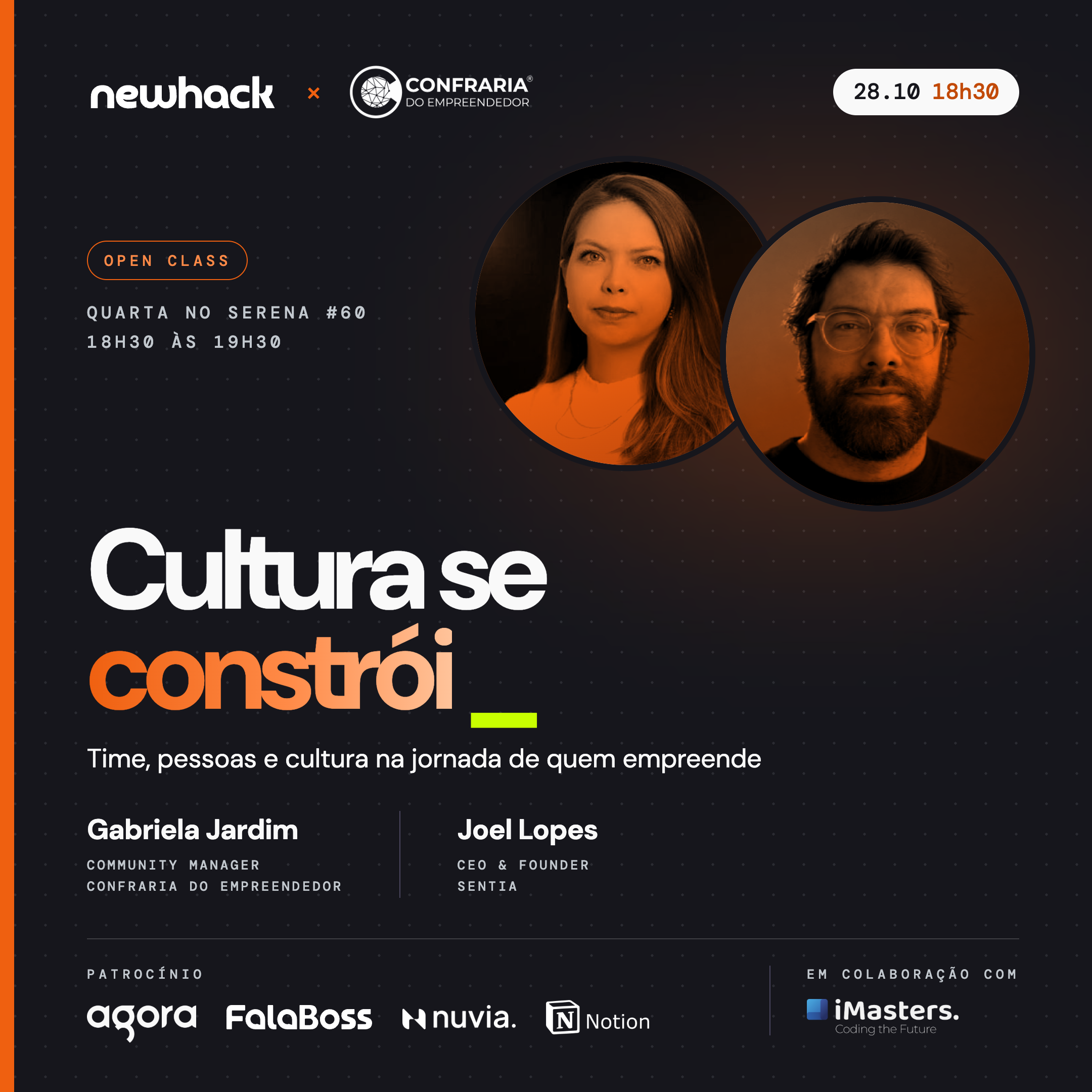 Quarta no Serena #60 | Open Class: Cultura se constrói, com Gabriela Jardim e Joel Lopes