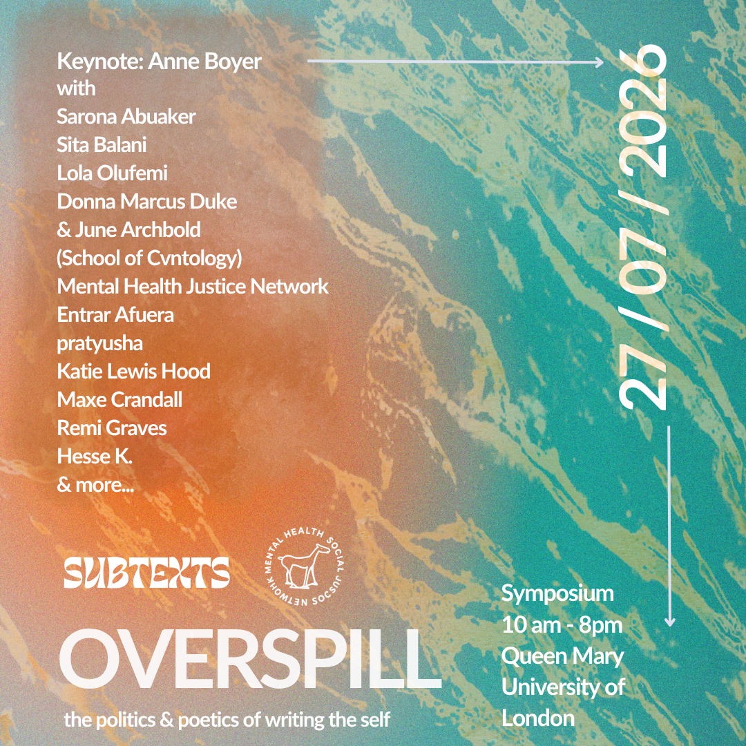 Cover art for #OVERSPILL: the poetics & politics of writing the self — QMUL ArtsOne