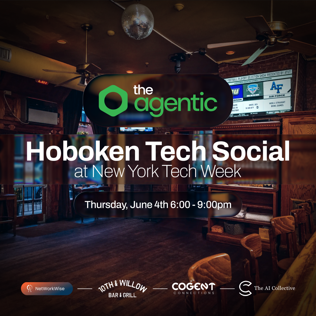 Cover art for #Hoboken Tech Social by TheAgentic — 10th & Willow Bar & Grill