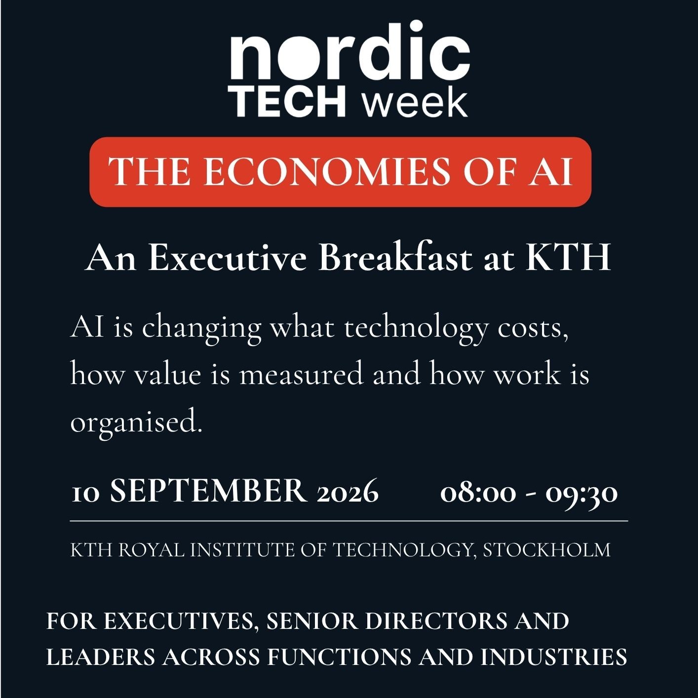 Les économies de l'IA : Un petit-déjeuner exécutif au KTH. En collaboration avec LadyBug E, FemHire & KTH