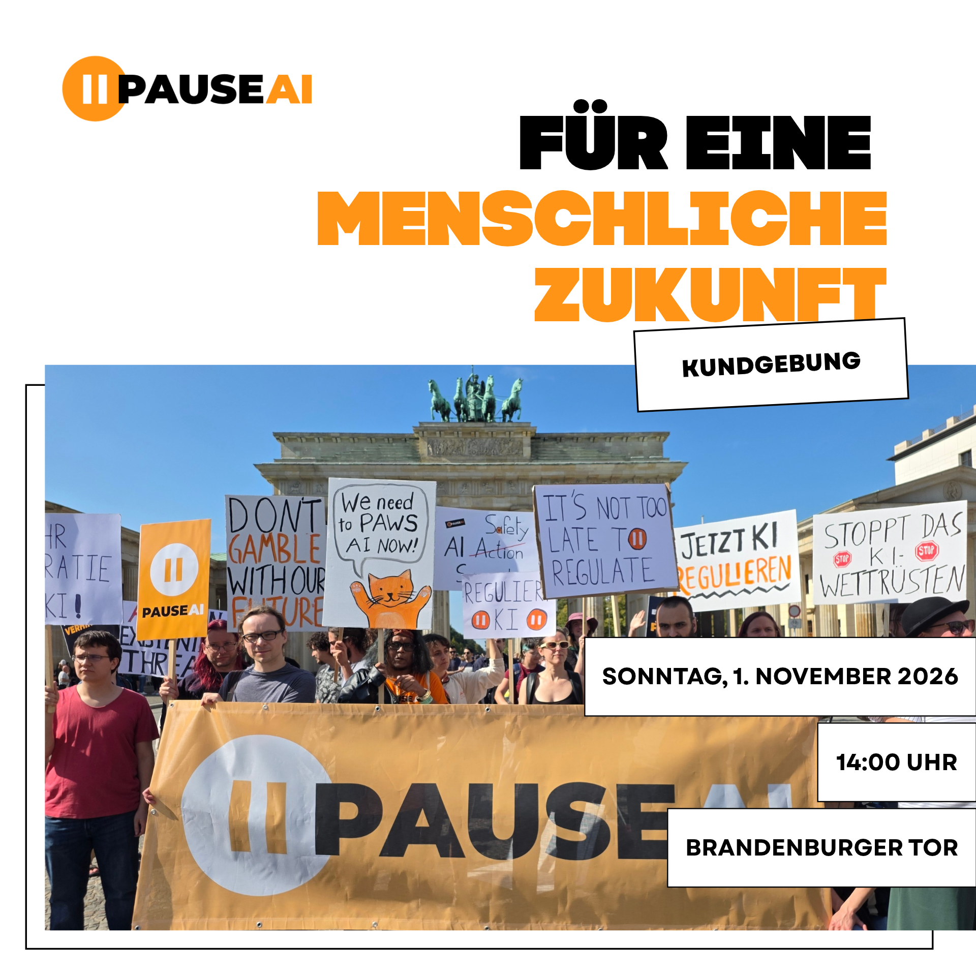 Pause AI! | Für eine menschliche Zukunft ~ For a human future | Protest