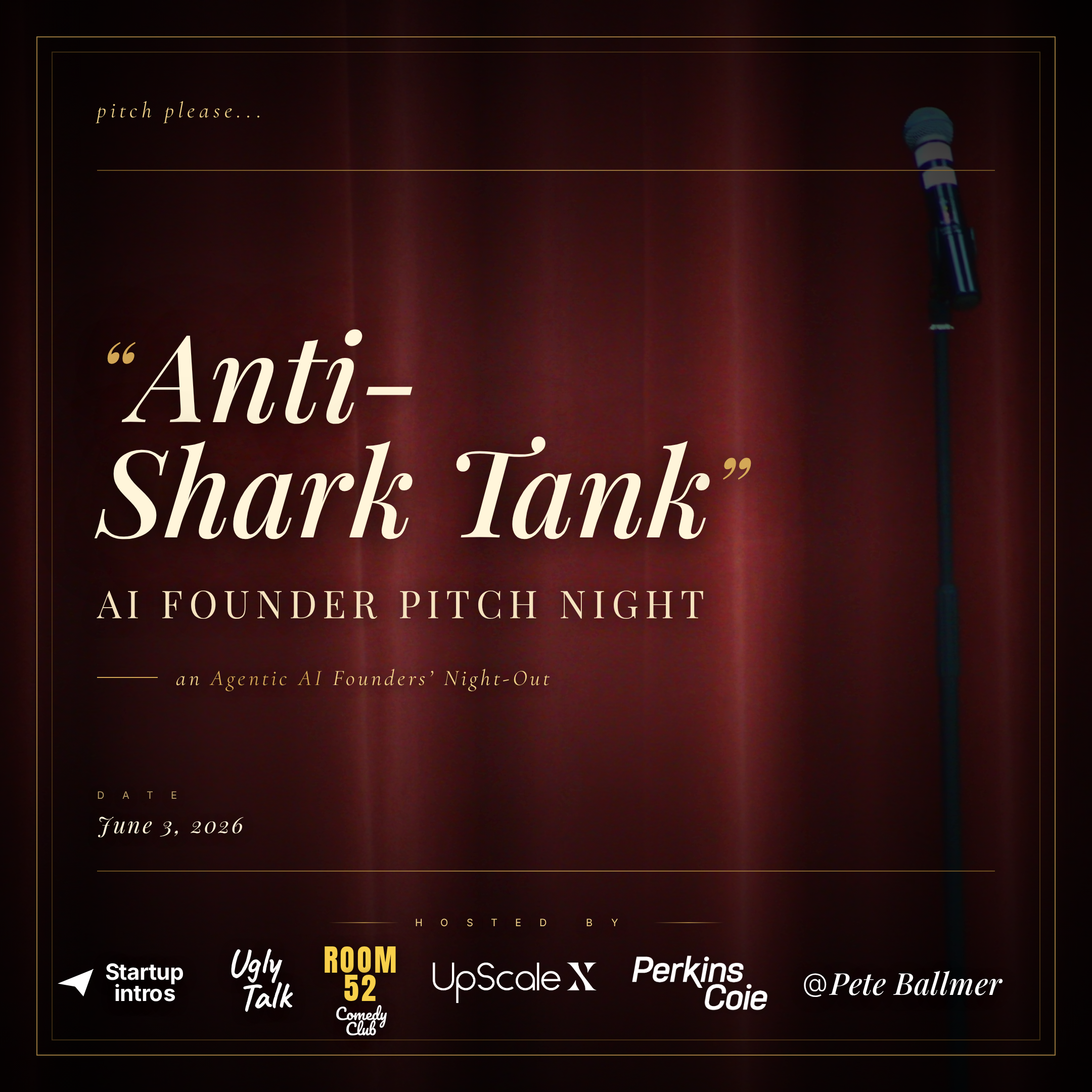 Cover art for #🎤🎤 AI Pitch Night on Comedy Stage - An “Anti-Shark Tank” 🦈🦈 — Room 52