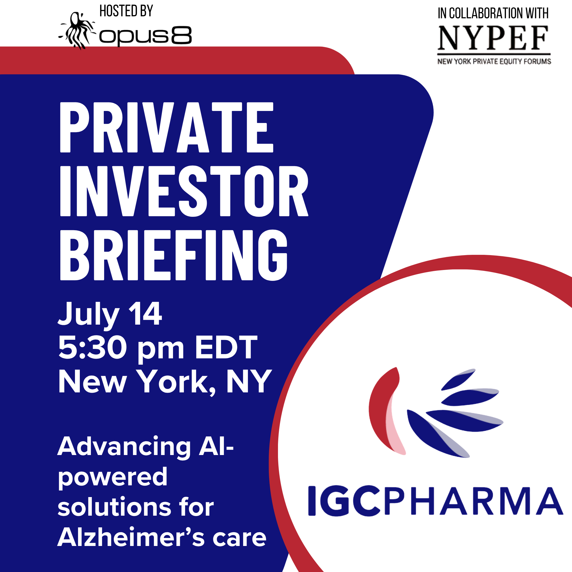 Cover art for #IGC Pharma Private Investor Briefing - NYC — Tony's Di Napoli