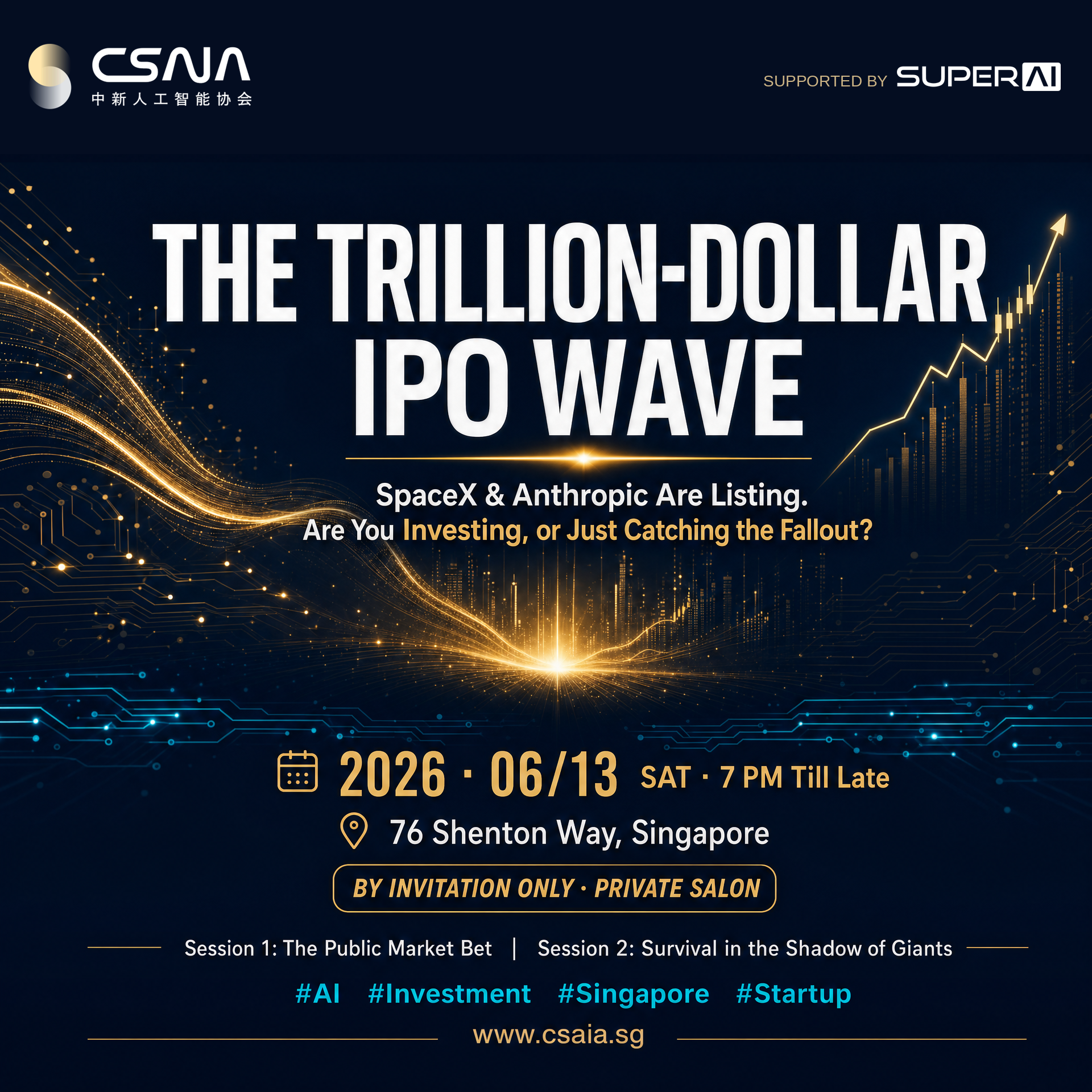 Cover art for #[SuperAI Side Event] The Trillion-Dollar IPO Wave: SpaceX, Anthropic & The AI Survival Playbook — 76 Shenton Wy