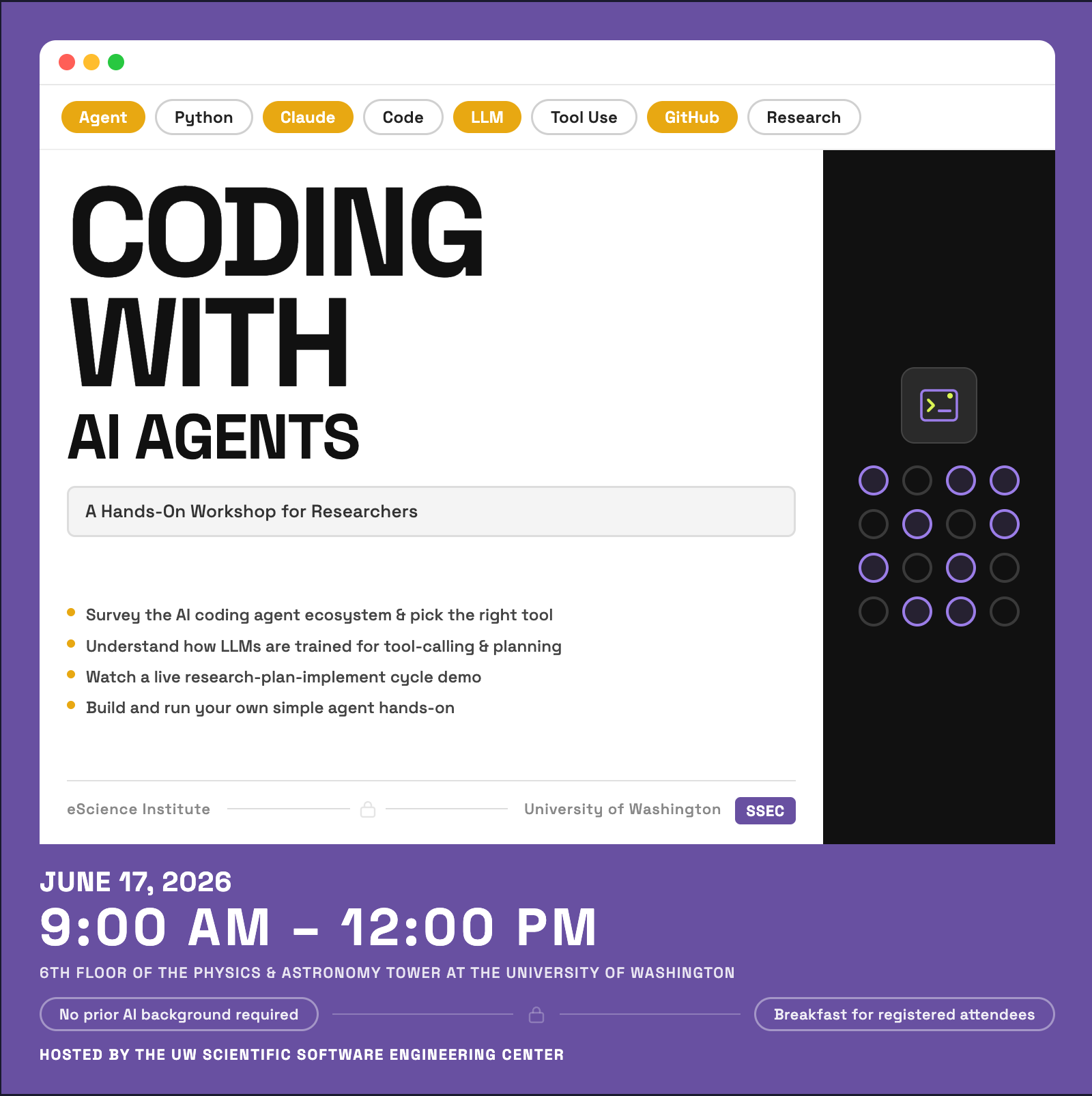 Coding with AI Agents: A Hands-On Workshop for Researchers