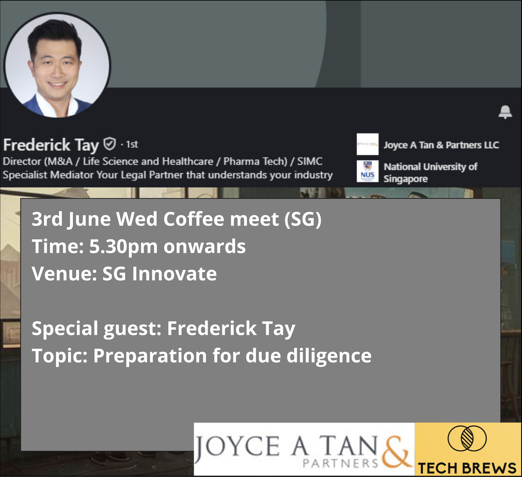 Cover art for #Topic "Preparation for due diligence" - Health/Bio Coffee Club Singapore Collab with Joyce A Tan & P — Singapore
