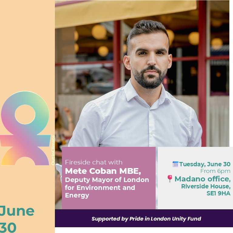 Cover art for #Out in Climate London: Pride Fireside Chat 2026 — Madano