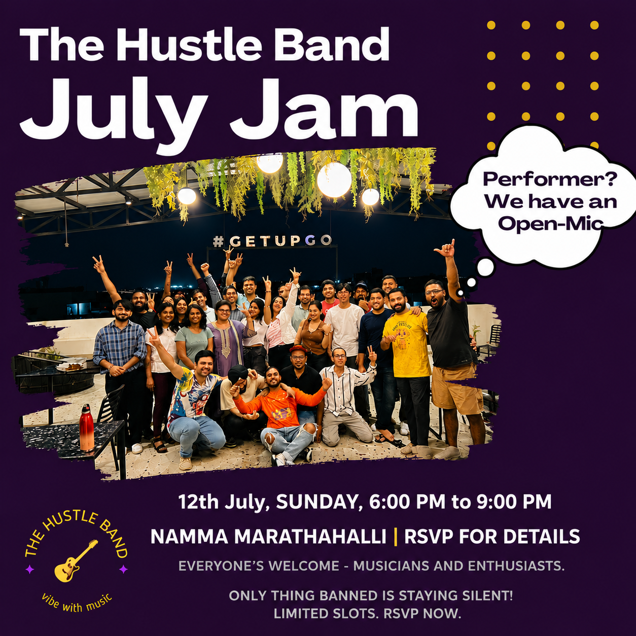 The Hustle Band July Jam & Open Mic