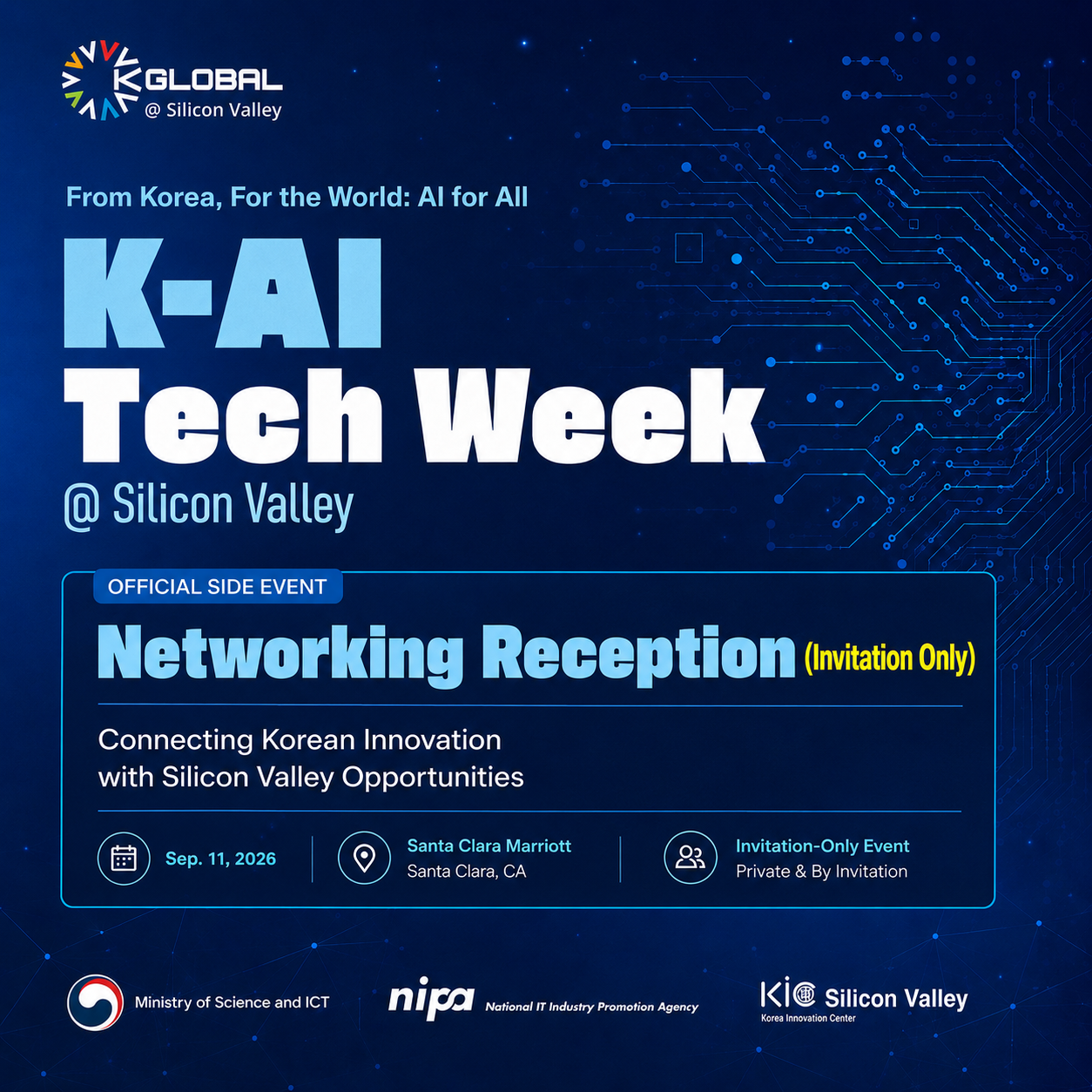 (Solo por invitación) Recepción privada de networking de K-AI Tech Week @ SV