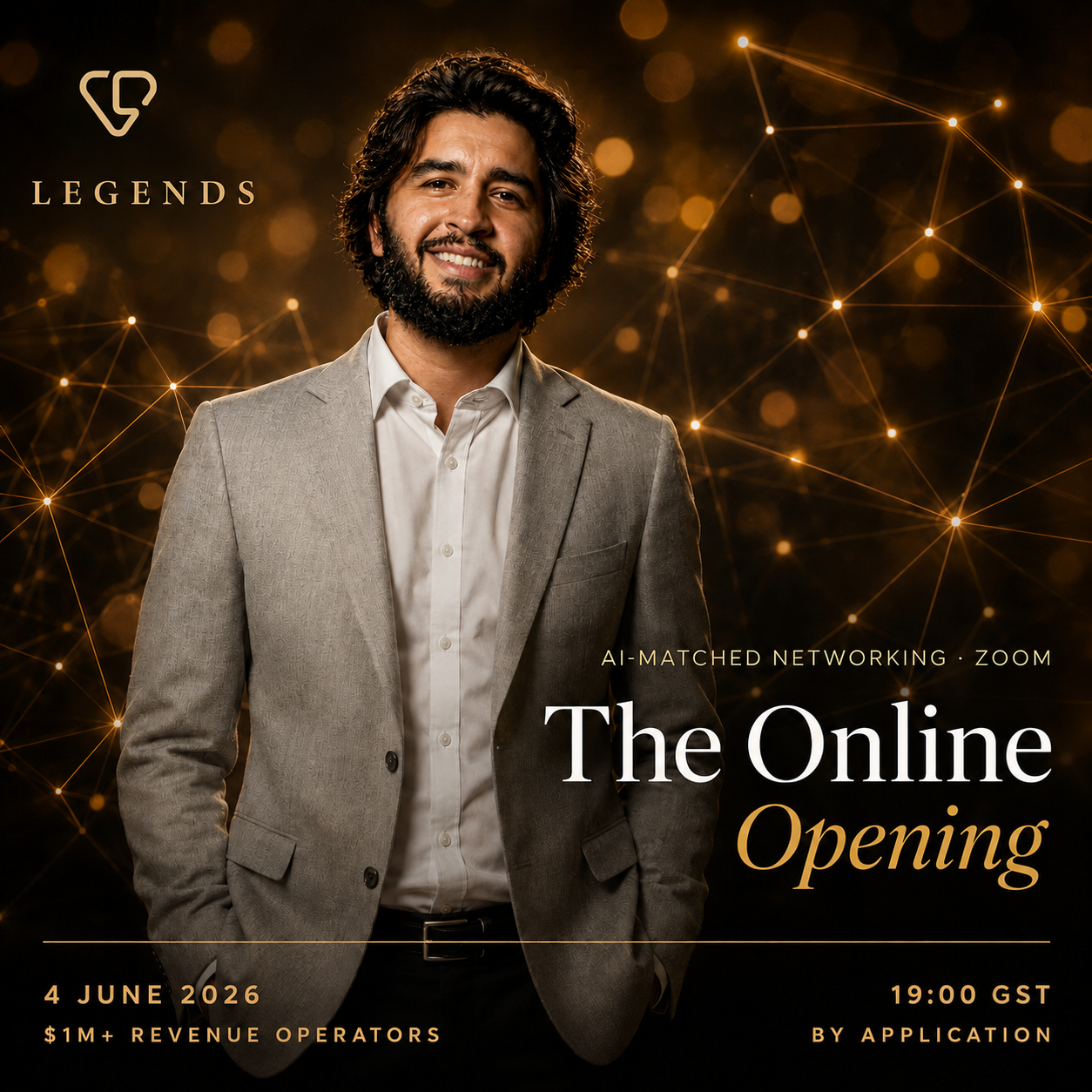 Opening | Private Founders & CEOs Online Networking. AI-Matched Rooms | $1M+ Revenue Operators | Zoom