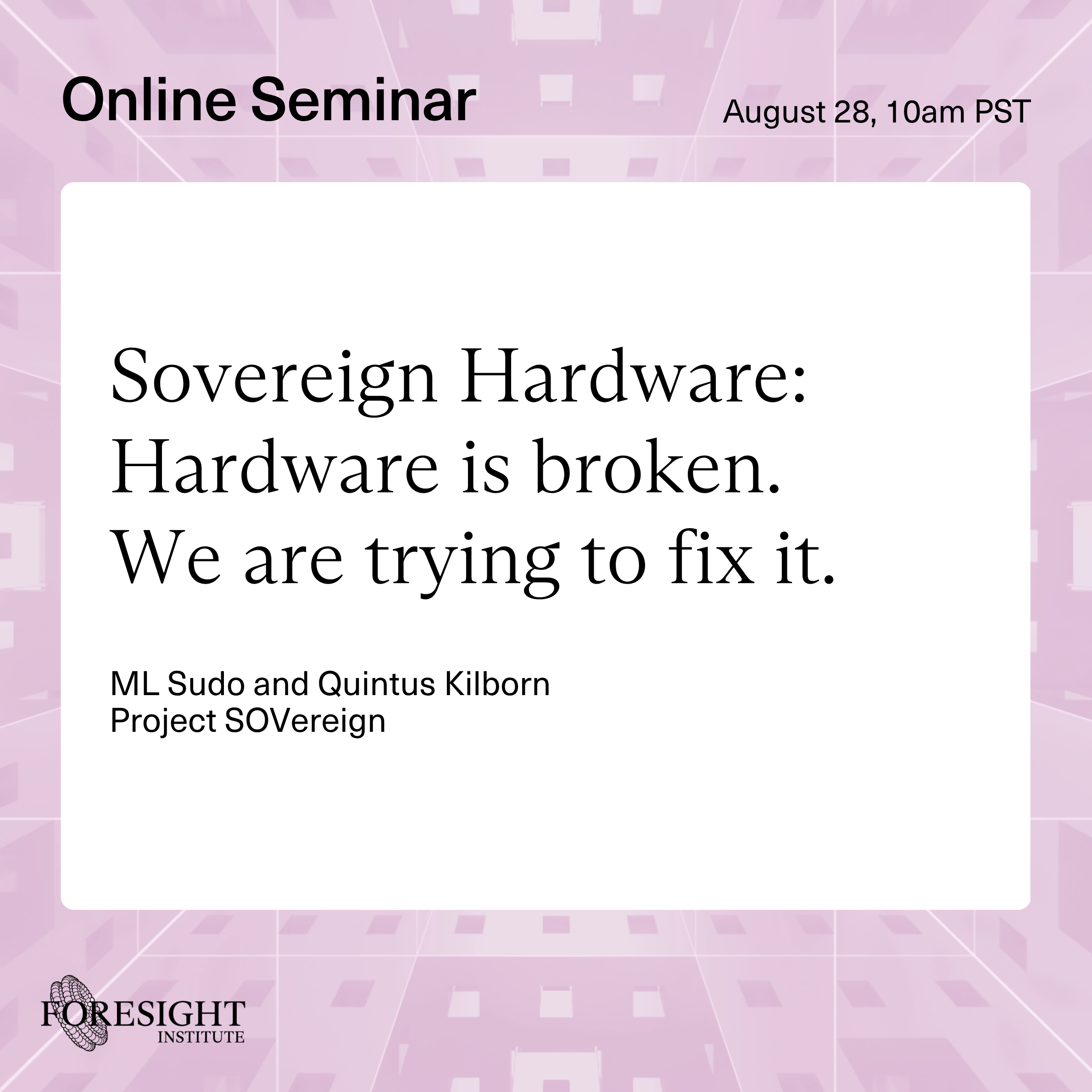 ML Sudo i Quintus Kilbourn | Sovereign Hardware: Sprzęt jest zepsuty. Próbujemy to naprawić.