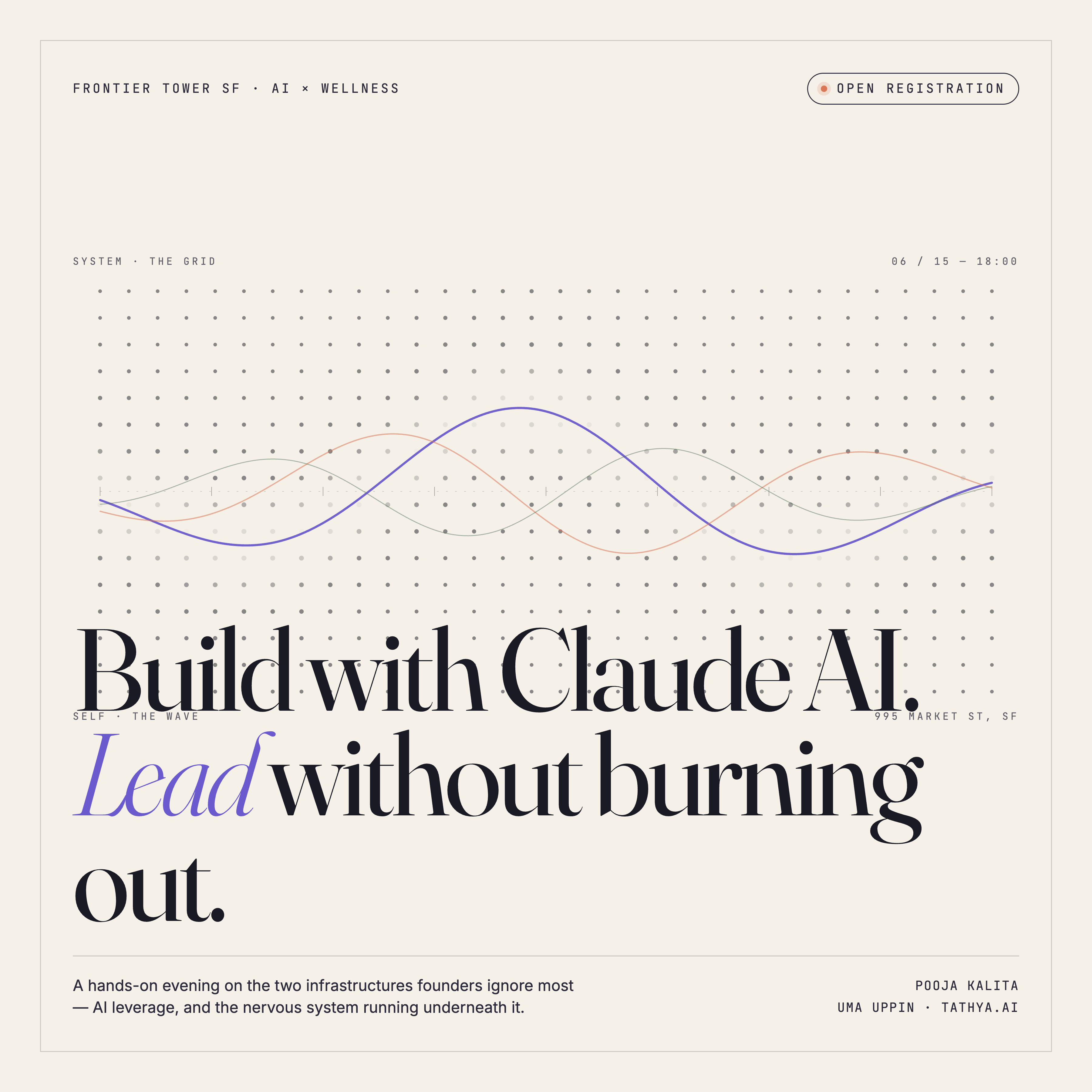 Cover art for #Build with Claude AI. Lead Without Burning Out. — Frontier Tower @ Spaceship 995 Market Street, San Francisco