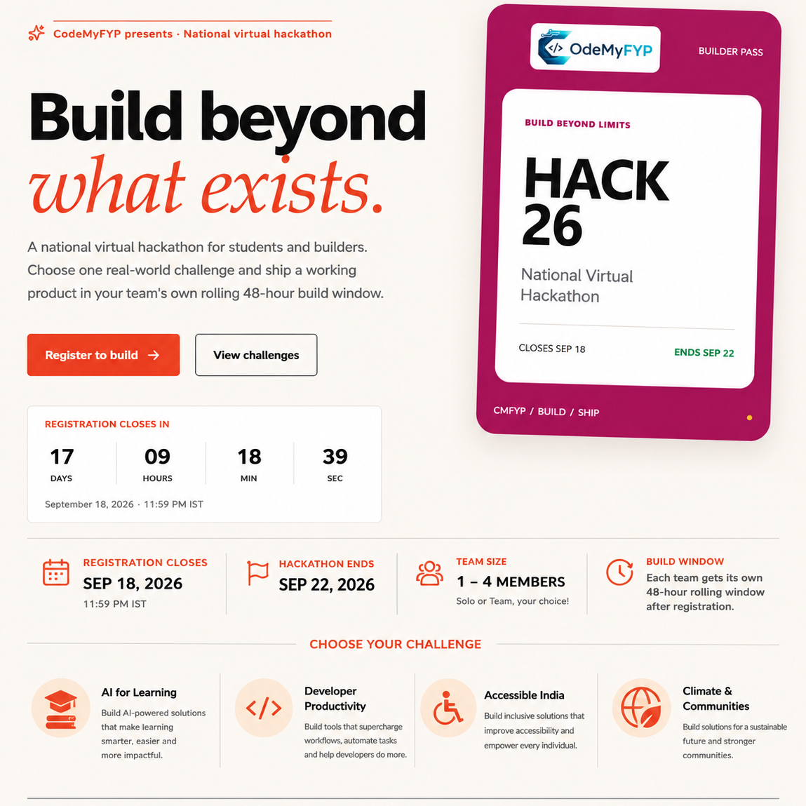 CodeMyFYP HACK 26 — Hackathon Virtual de 48 Horas