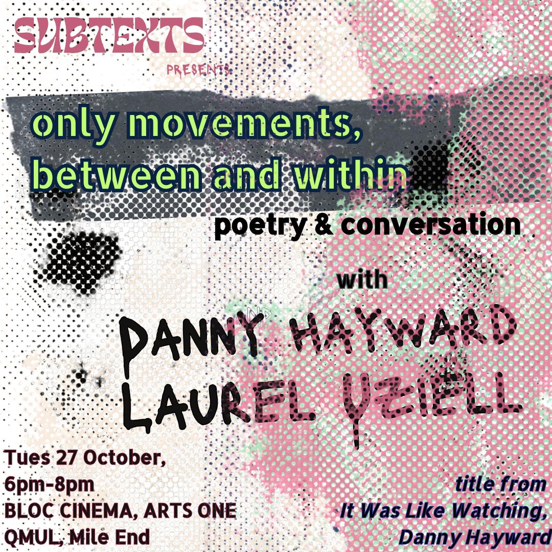"ONLY MOVEMENTS BETWEEN & WITHIN": Poetry w' Danny Hayward & Laurel Uziell