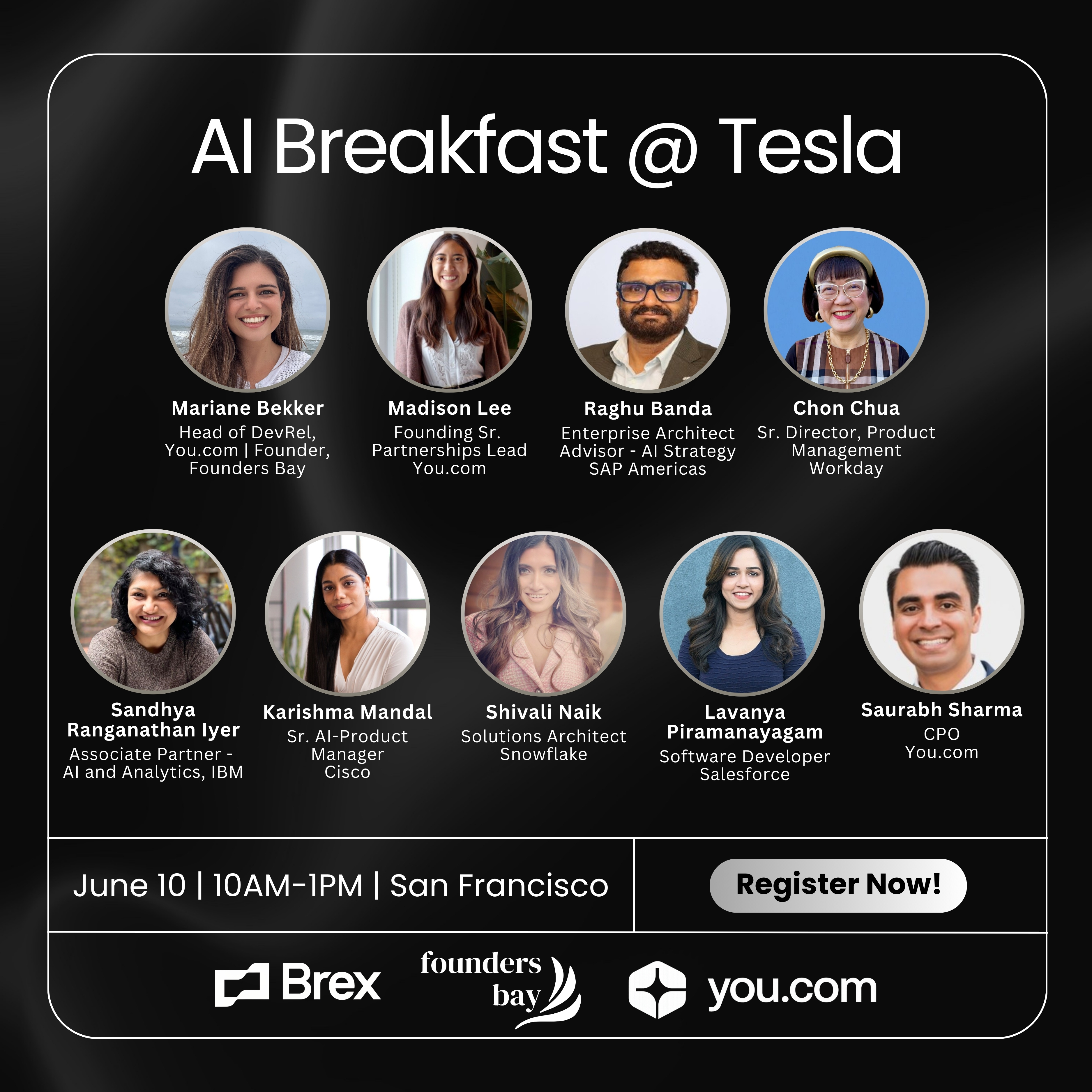 Cover art for #AI Breakfast @ Tesla hosted by Founders Bay x You.com — San Francisco, CA